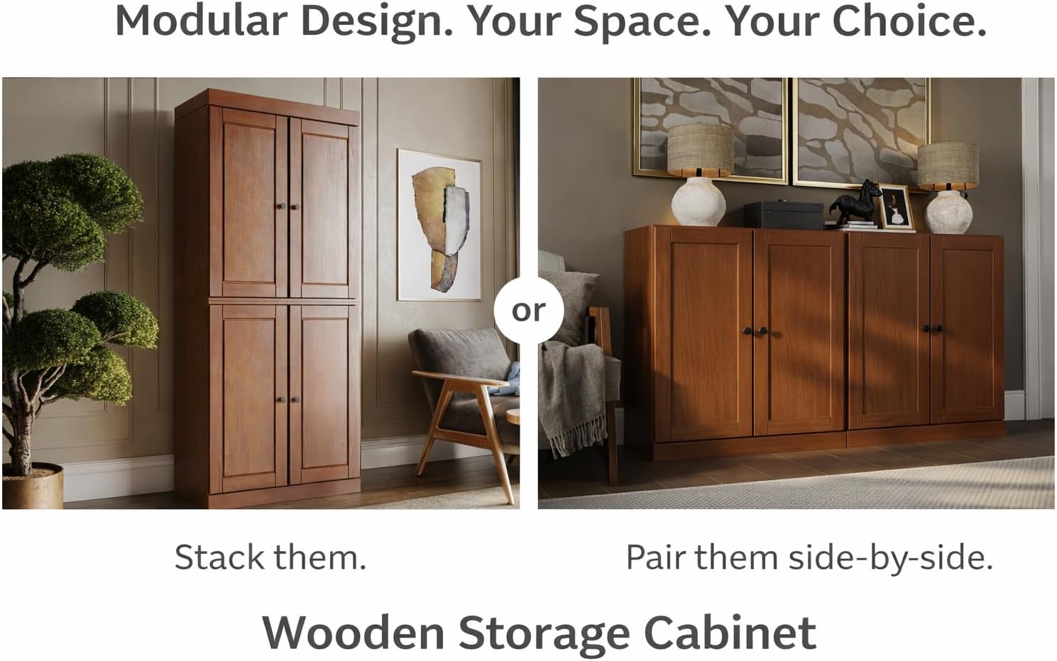 Palace Imports Solid Wood Bookcase - 6-Shelf Tall Bookshelf, 71.5” H x 32” W - Mocha, Wooden Cabinet Doors, Adjustable Shelves, 100% Renewable Eco-Friendly Wood, Made in Brazil