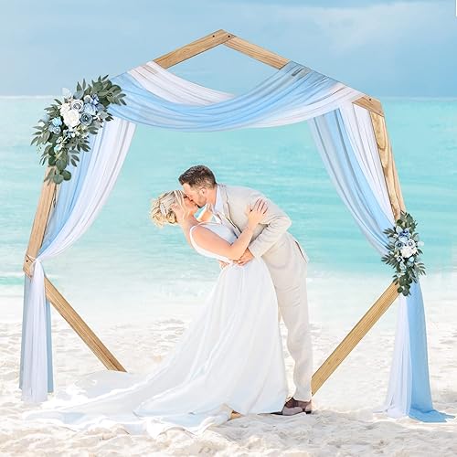 Miniatura 3 de DearHouse 2 paneles de tela de cortina de arco de boda, 29.5 pulgadas x 18 pies, cortinas de tela perla para boda, cortina de telón de fondo