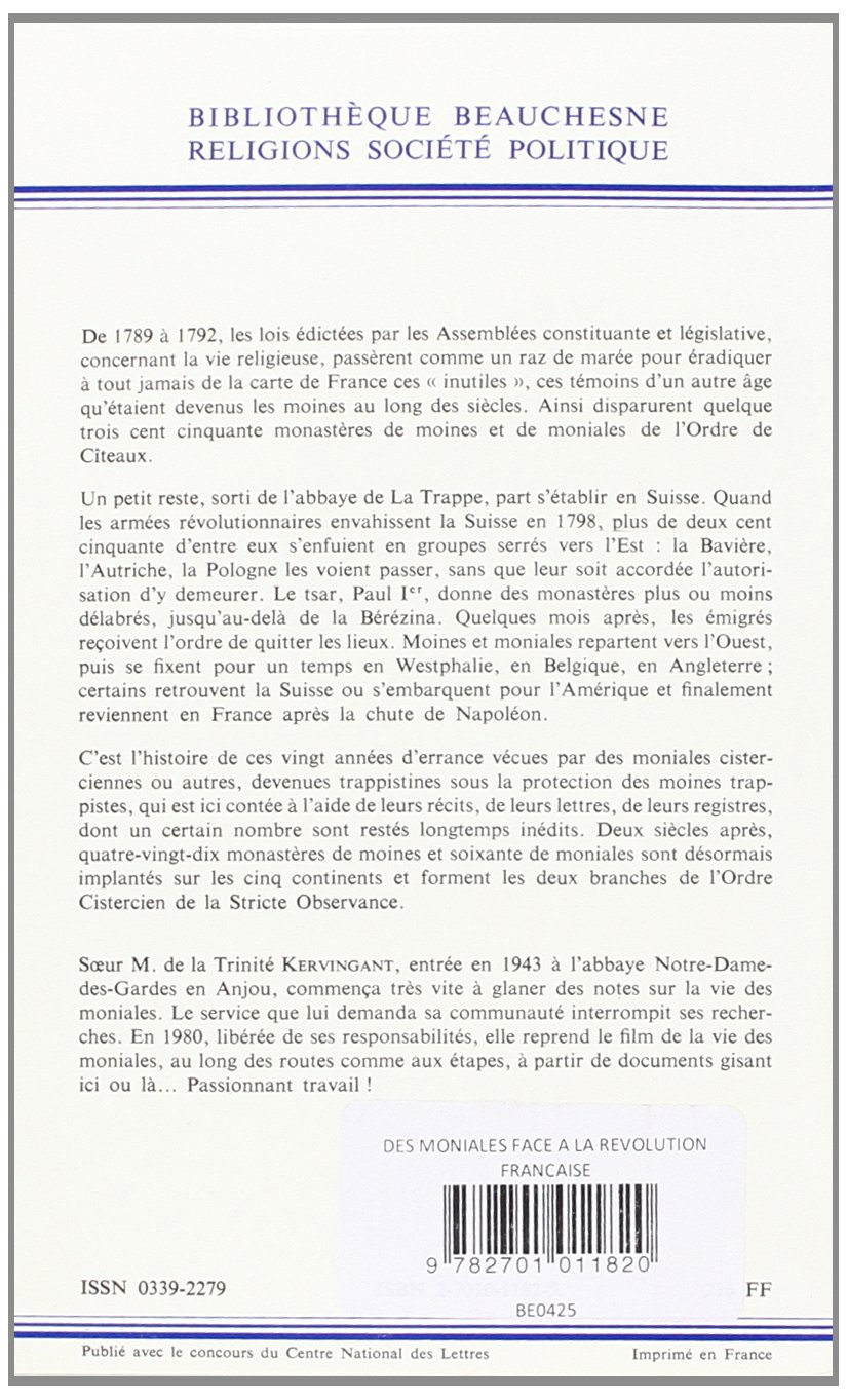 Bb n14 - Des moniales face à la révolution française : aux origines des cisterciennes-trappistines