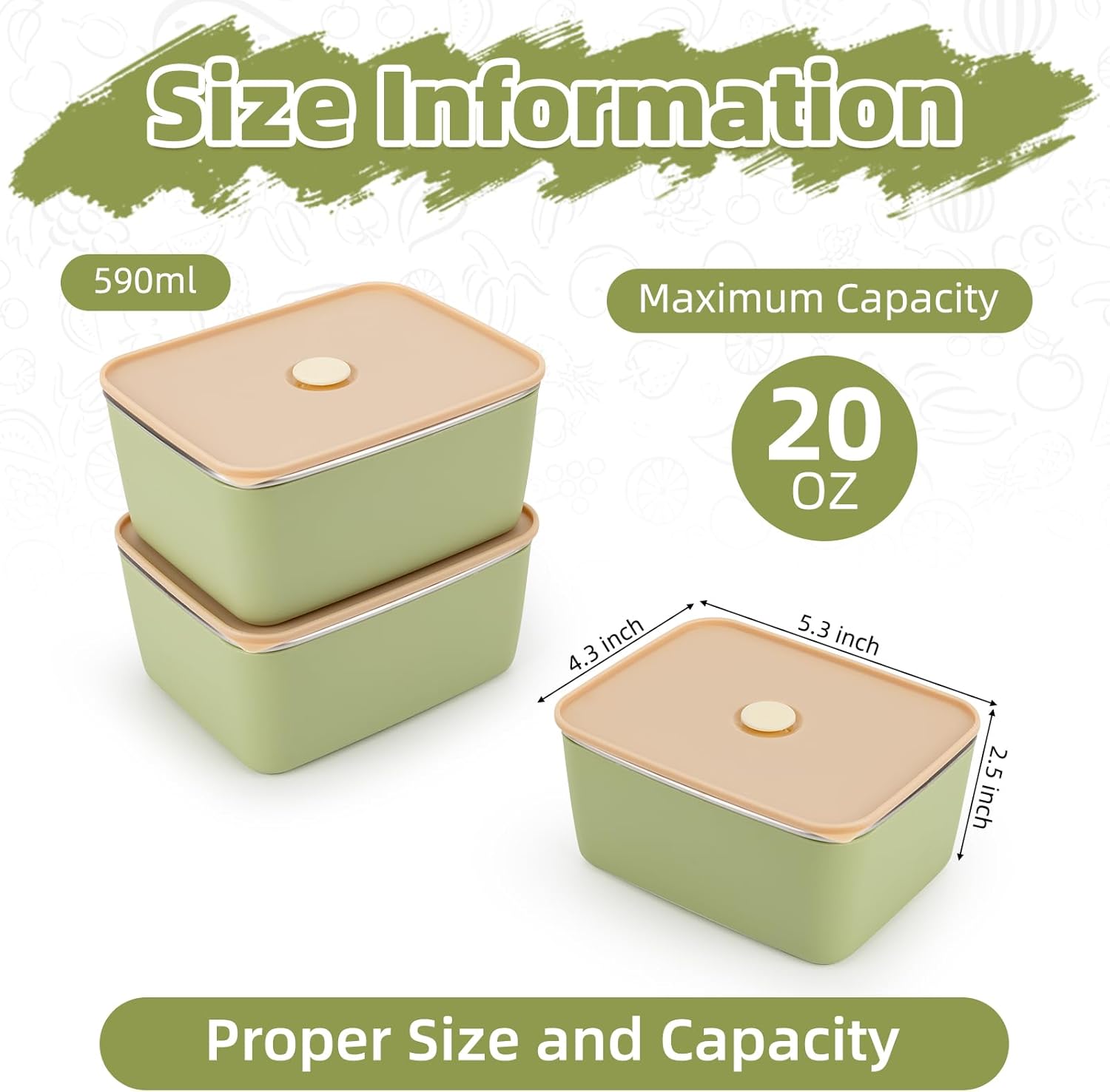 3 PCS Stainless Steel Food Storage Containers with Lids (20oz), Reusable Snack Containers with Lids for Kids,Leak Proof & Airtight,Metal Containers for Snack,Meal Prep,Candy,Fruit - Image 2