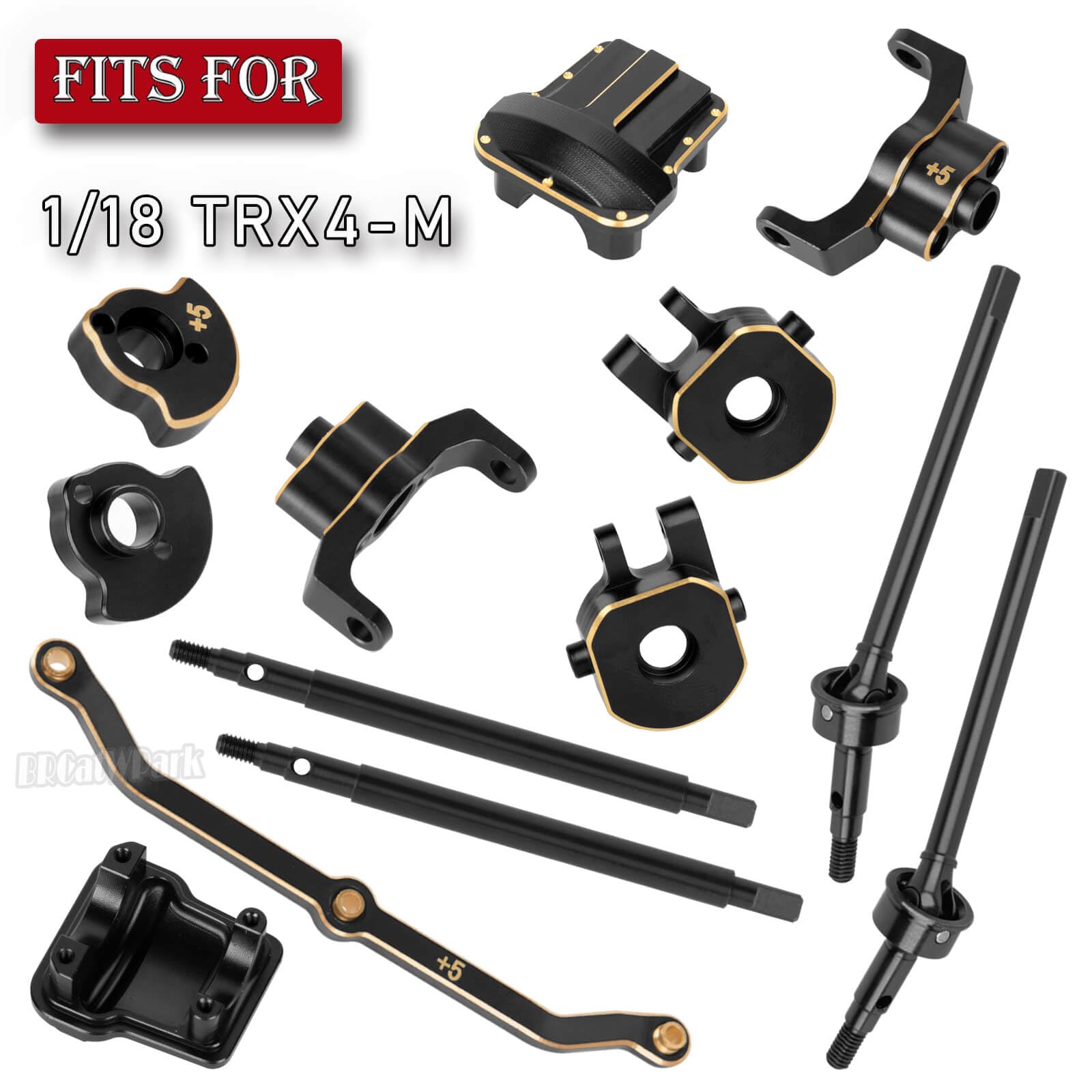 BRCatWPark RC Brass Axle widening (+5mm Wider on Each Side) Upgrades Part for 1/18 TRX4M,Front & Rear 5mm Wider on Each Side w/Front & Rear Axle Covers, RC Brass Axle widening