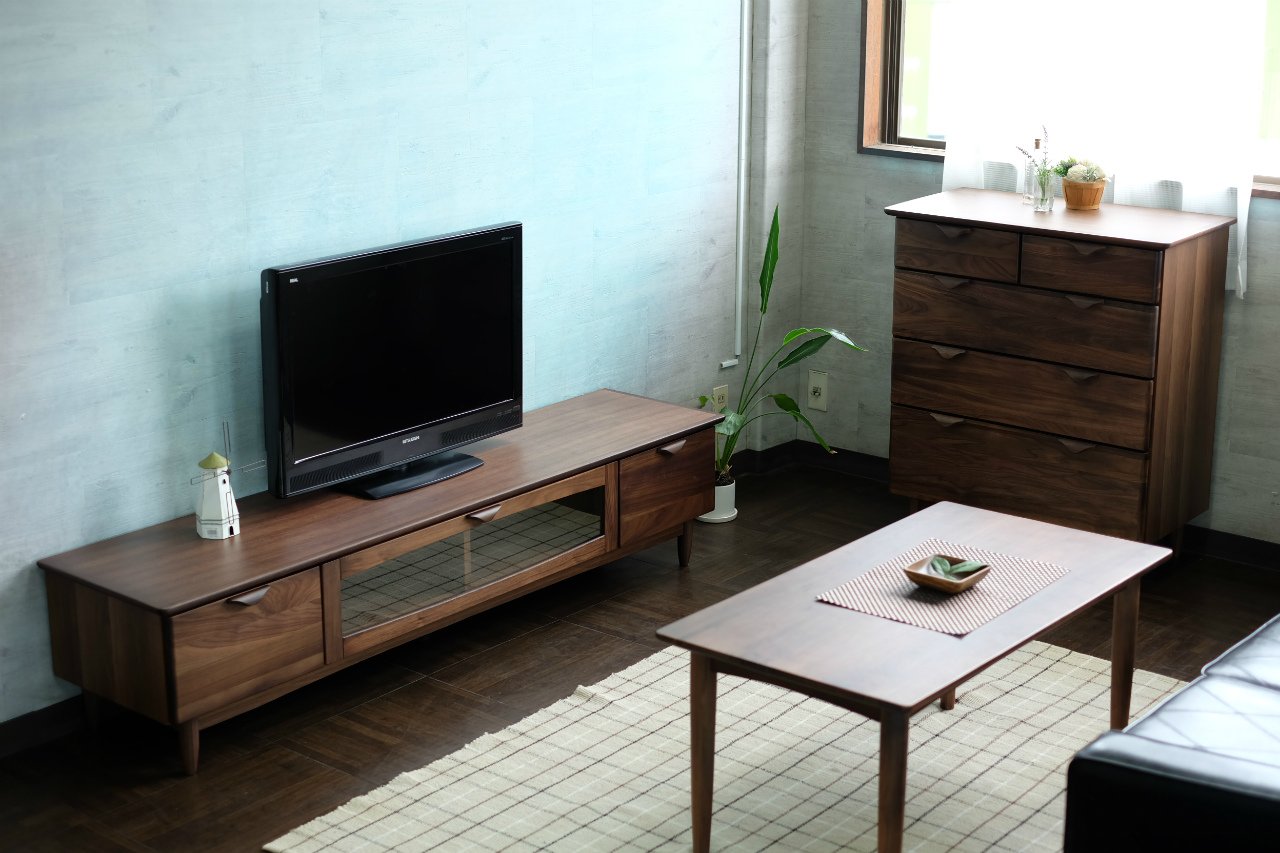 Amazon.co.jp: ISSEIKI テレビボード TVボード ミディアムブラウン 幅