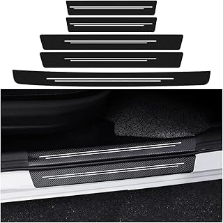 Adunsiaoto 5 Piezas Pegatinas Protectoras De Umbral Fibra Carbono, Coche Pegatinas Etiquetas Protección Para Umbral, Universal Protectores Puerta Coche Pegatina Etiquetas Protección(Blanco)