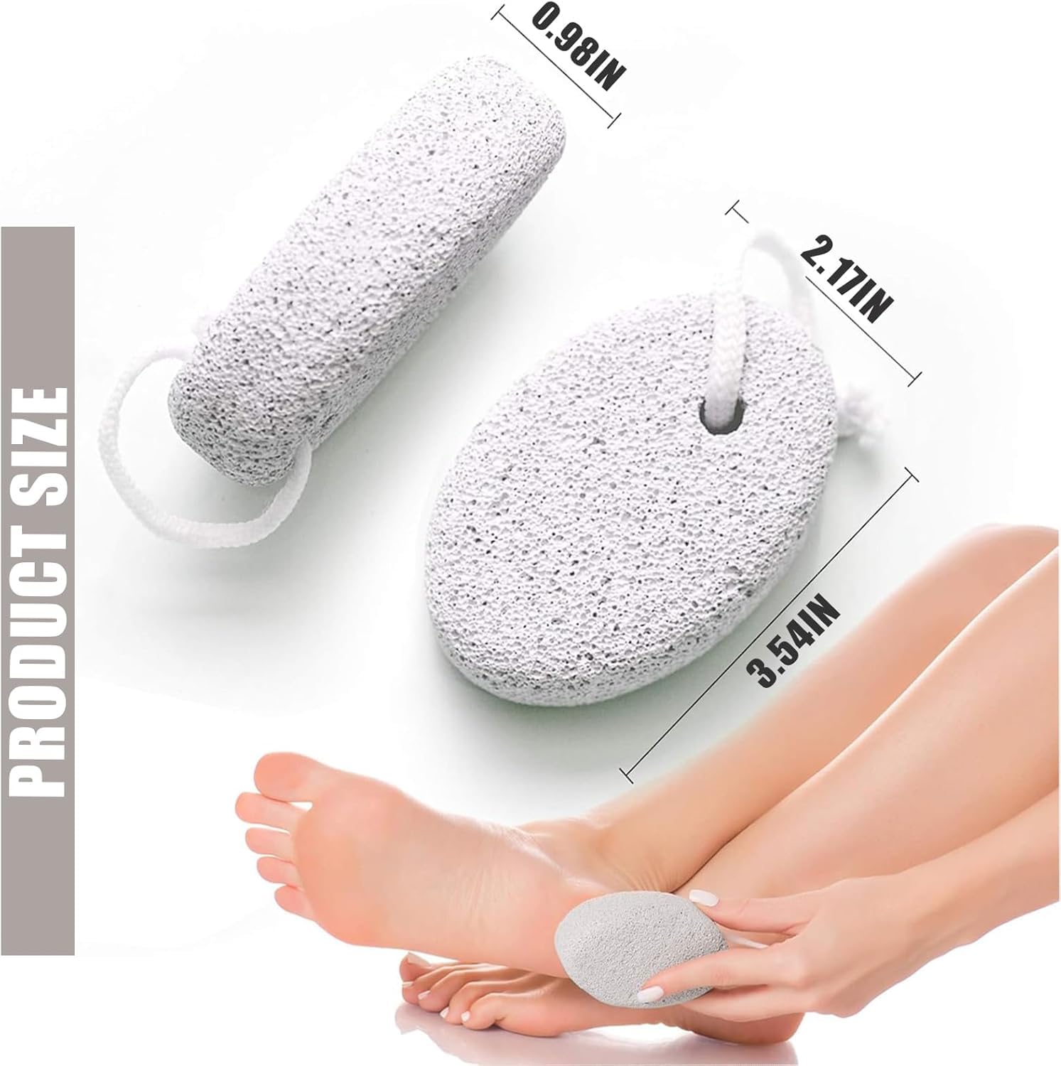 Piedra Pómez Natural para Pies 2 Piezas, Piedra Pómez para Pies y Manos Removedor de Piel Dura, Exfoliante de Pies para Eliminar Piel Muerta Pedicura Herramienta de Exfoliación Salud Cuidado de los Pi