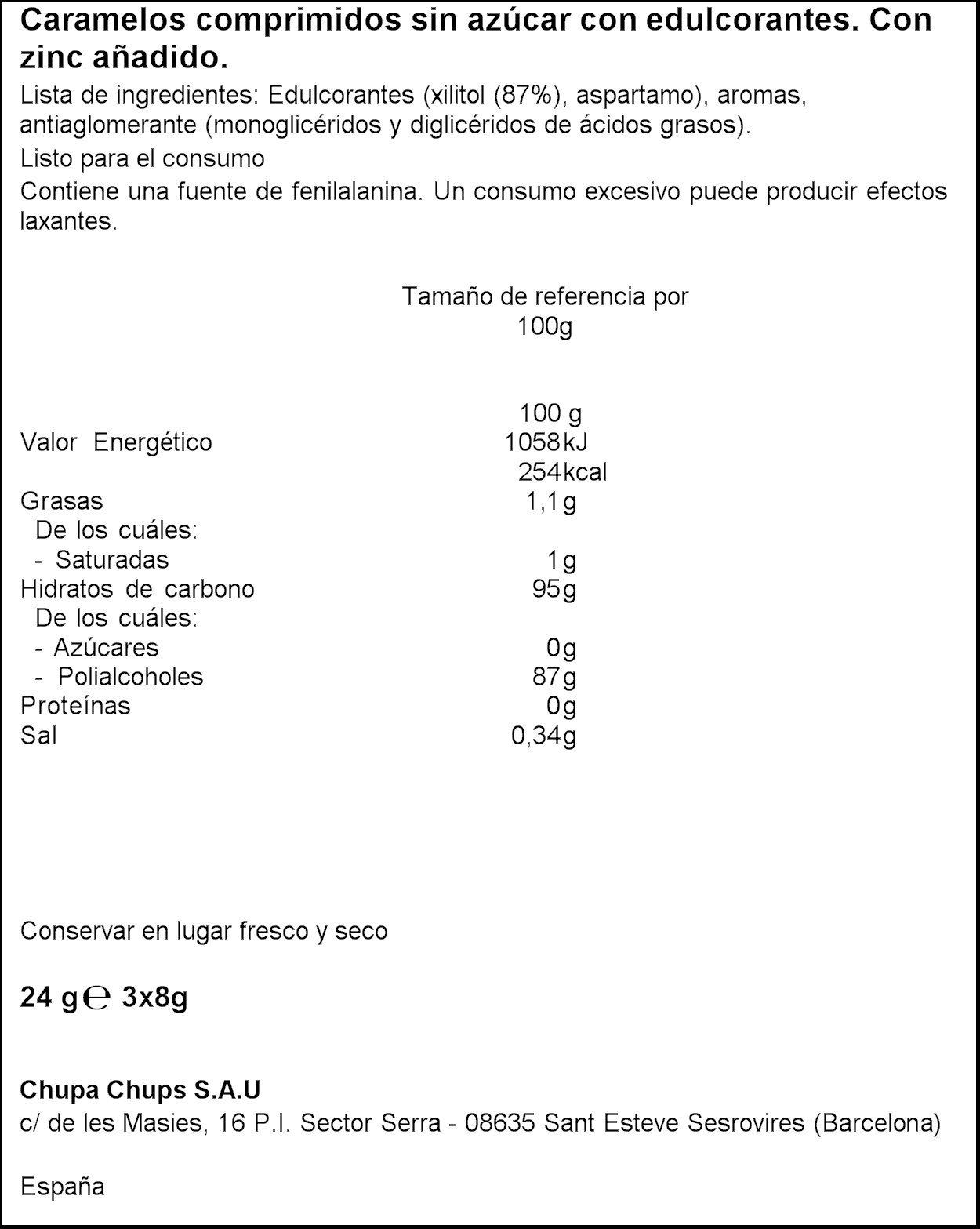 Smint Tabs Menta, Caramelo Comprimido sin Azúcar, 3 x 8g
