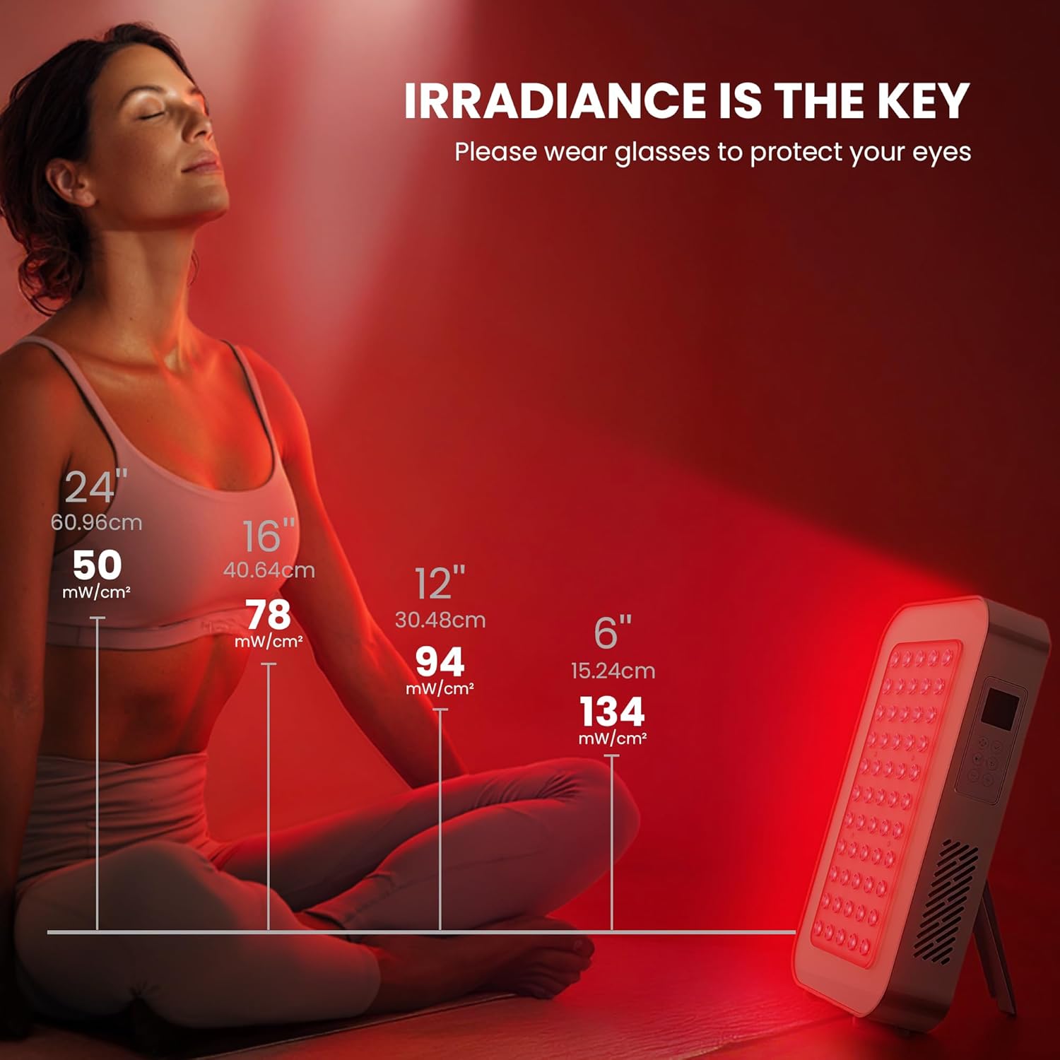 Red Light Therapy Panel - 660nm & 850nm Infrared Light Therapy Lamp with Smart App Control, 55 LEDs High Power Device at Home for Body, Face, Recovery, Skin Health, 115W (PRO100) - Image 6