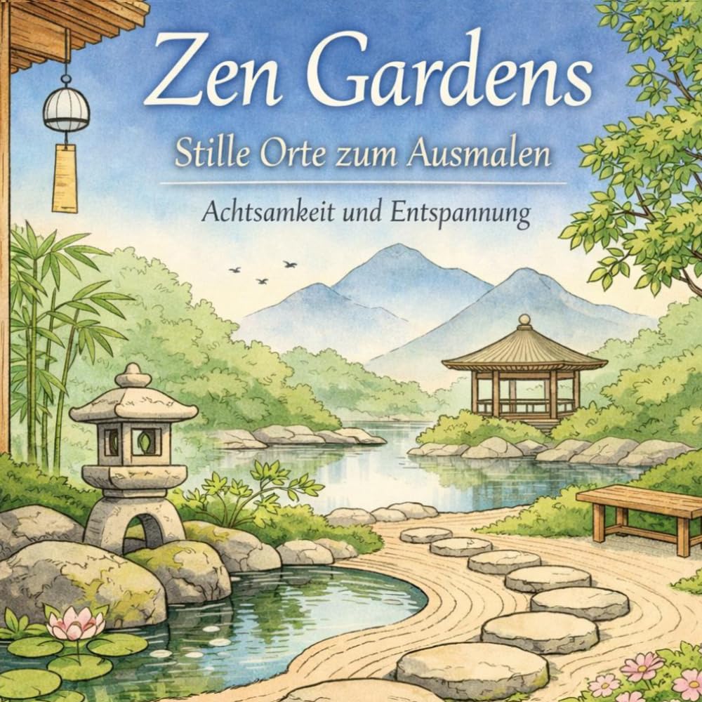 Zen Gardens – Stille Orte zum Ausmalen: 50 meditative Line Art Illustrationen für Ruhe, Achtsamkeit und kreative Entspannung, Erwachsene und Senioren, Kinder - Zen Garten