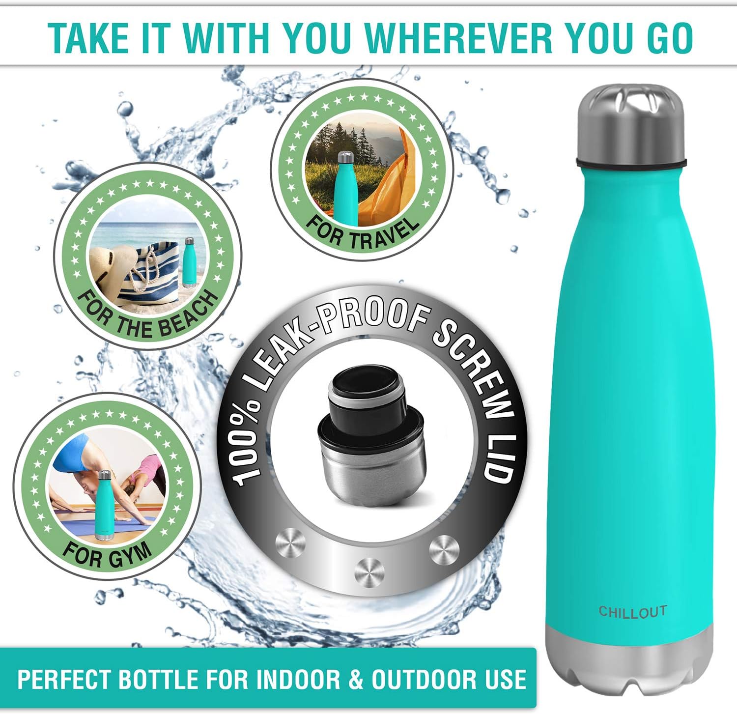 CHILLOUT LIFE Stainless Steel Water Bottle: 25 oz Double Wall Insulated Cola Bottle Shape for Cold and Warm Drinks, BPA Free Metal Sports Bottle - Image 4