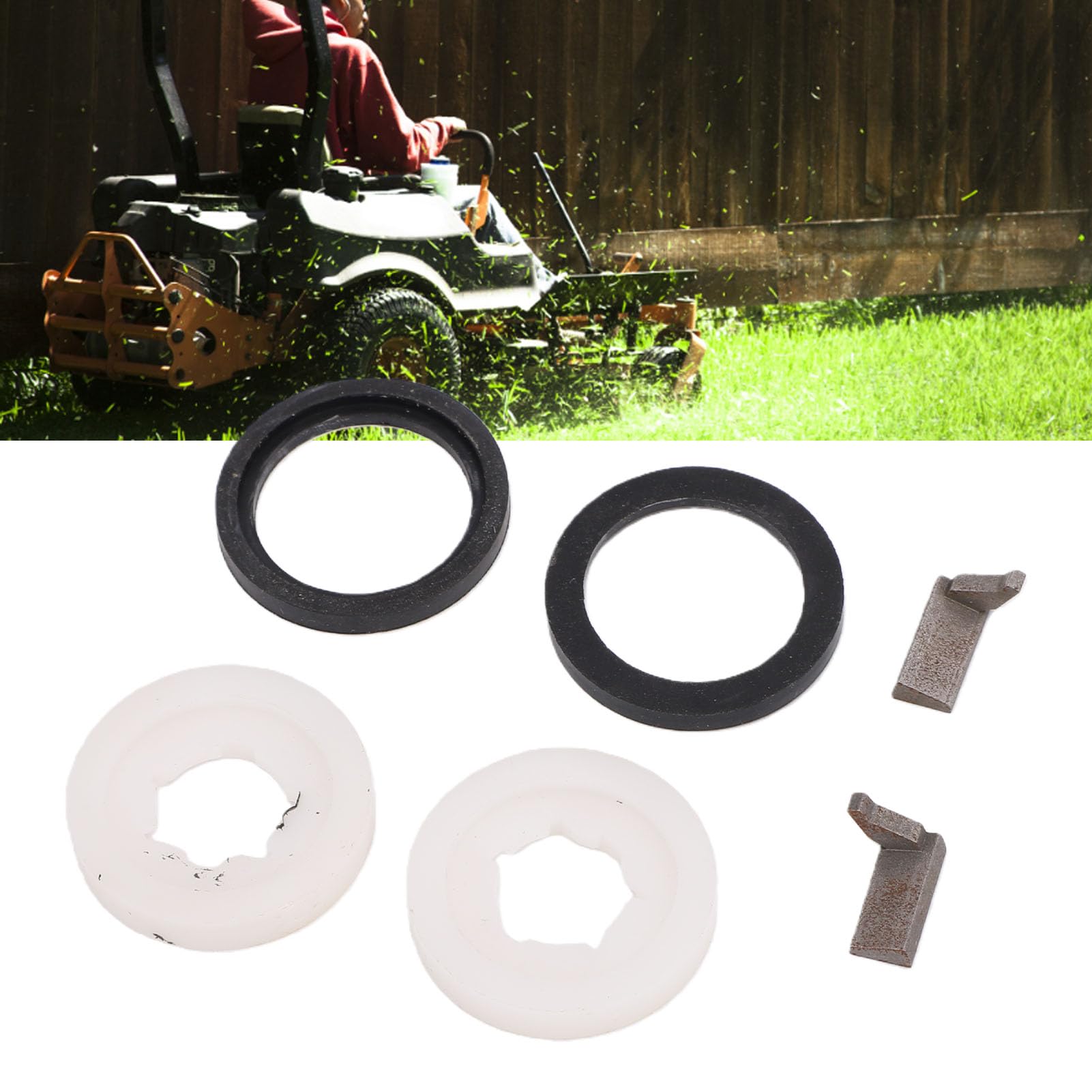 Anello di frizione Rondella frizione Kit scanalature di ricambio 65 4760 65 4710 per tosaerba a trazione posteriore Plastica Gomma Acciaio 2 dischi 2 anelli 2 scanalature chiave