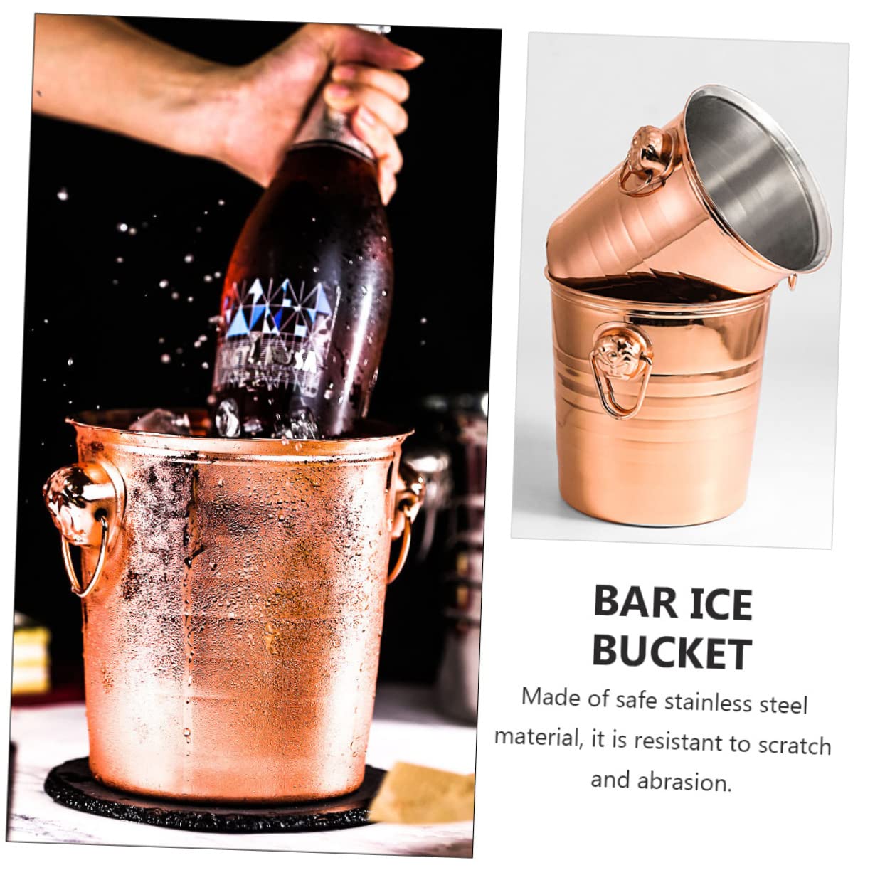 SECFOU Cubo de Hielo Portátil y Cubeta de Hielo de Acero Inoxidable Aislamiento Térmico Resistente a Rayaduras y Desgaste Diseño Moderno y Elegante para Enfriar Vino Cerveza o Cócteles
