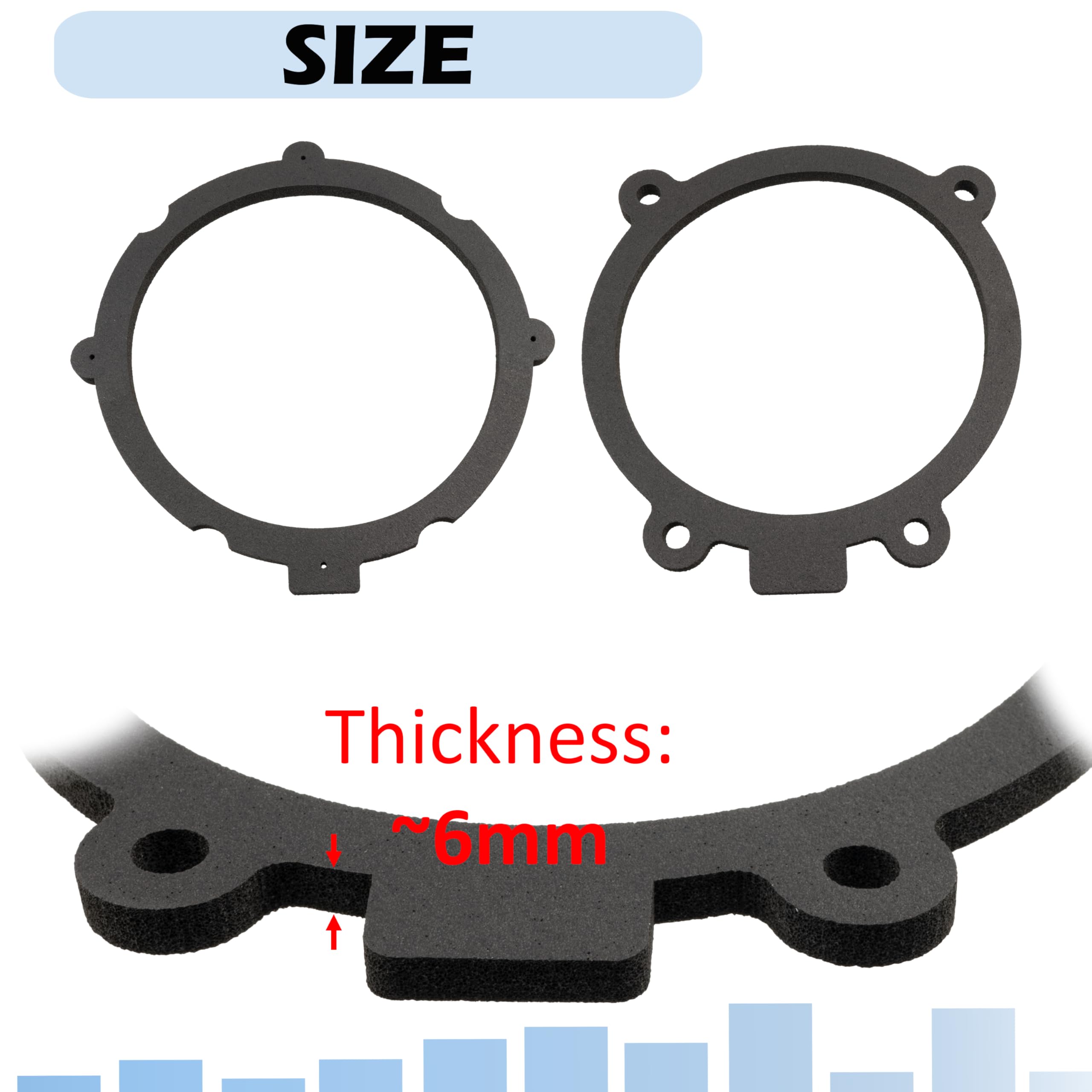 Aerzetix - Kit di 2 adattatori/supporti per altoparlanti Ø130mm per porte anteriori | compatibile con Mercedes Sprinter W906, Vito W639, VW Crafter I