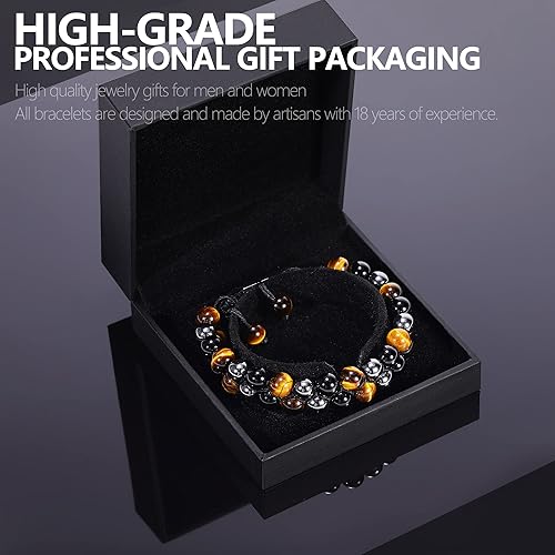 Miniatura 6 de Triple Protection Bracelet - For Protection - Bring Luck And Prosperity - Hematite - Black Obsidian - Tiger Eye - Stone Bracelet