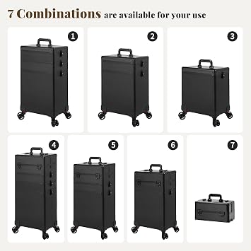 Rolling Makeup Train Case with Lid Cosmetology Case on Wheels