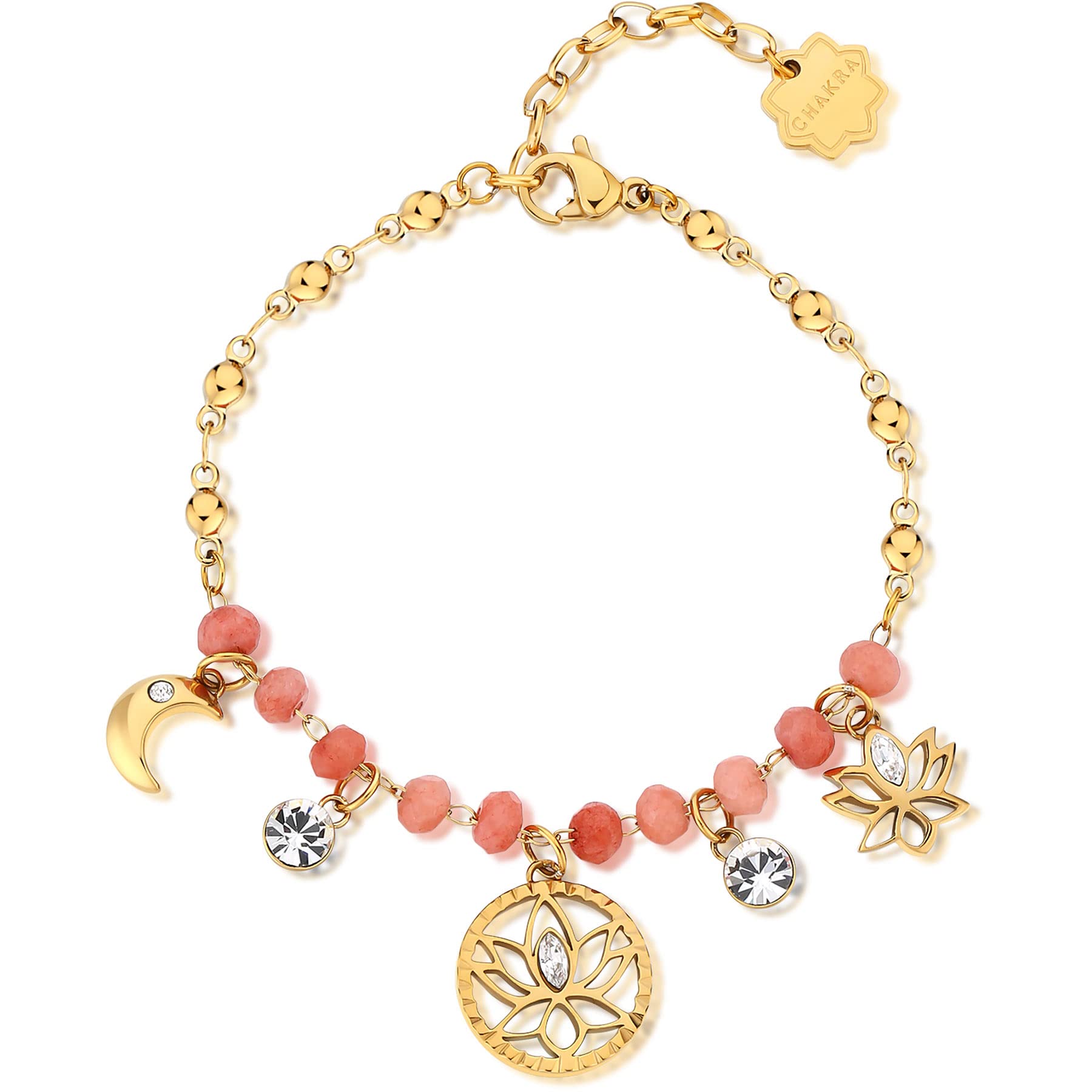 Brosway Bracciale Donna in Acciaio | Bracciale con Cristalli, Pietre Naturali e Simbolo Fiore | Collezione Chakra - BHKB137