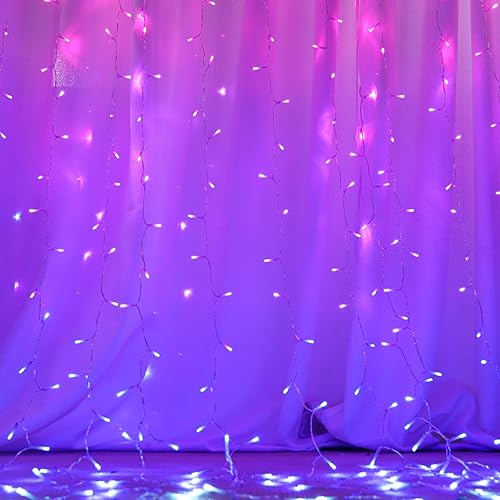 Guirnalda de luces LED para interiores, tira de luces USB con luces de cortina remotas para interiores (600 LED, 4 colores de luz)