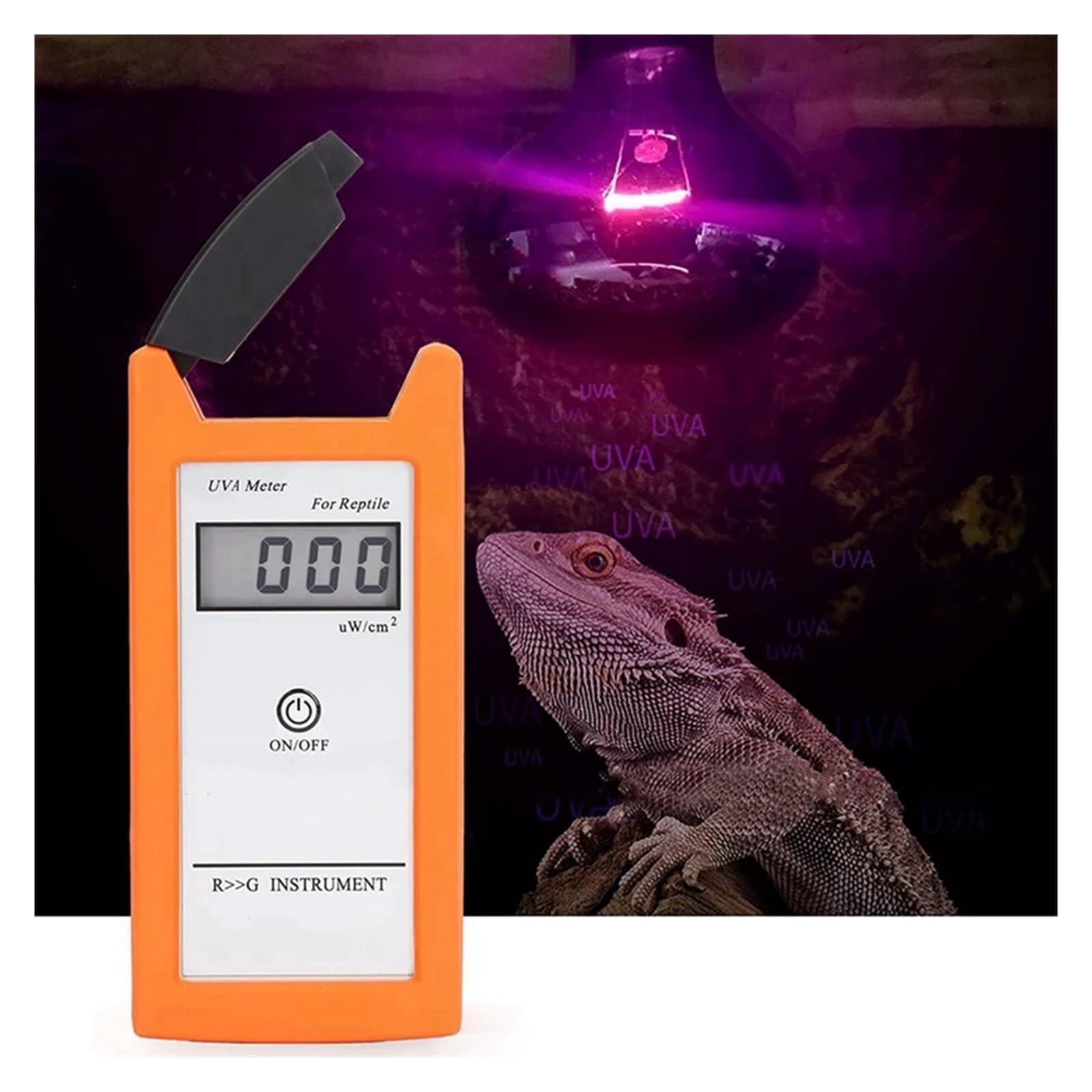 Misuratore UVA portatile, materiale in gel di silice 0-1999 Μw/Cm², tester for lampade solari UVA con display LCD da 3,5 pollici for rettili per la crescita delle piante