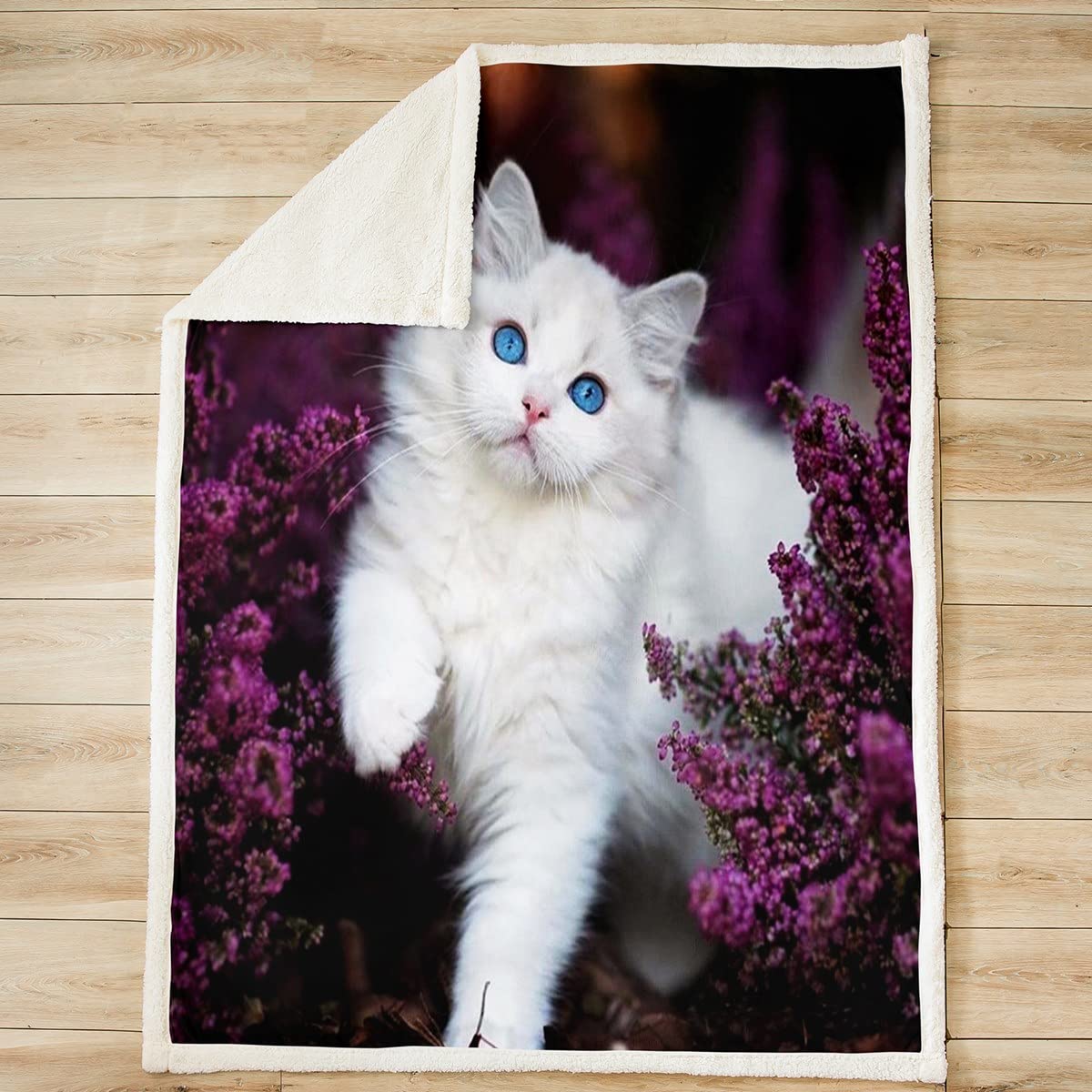 Manta de Forro Polar para Gatos, Bonita Manta de Felpa de Animales para Cama, sofá, Manta Sherpa Kawaii, Manta Transpirable para Mascotas, Gatos, Regalo para Amantes de los Gatos, Reina, 90 x 90 pulg