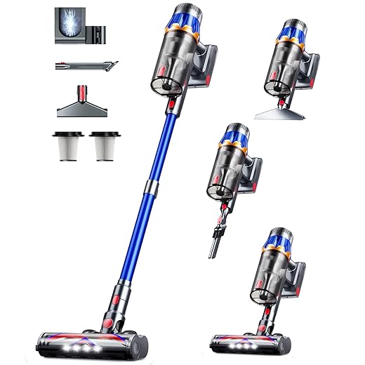 Cordless Vacuum Cleaner, Upgraded 580W 48KPA 70Mins Cordless Stick Vacuum Cleaner with Self-Standing and Smart Screen, Anti-tangle Wireless Vacumm, Vacuum Cleaners for Home/Pet Hair/Carpets/Floors