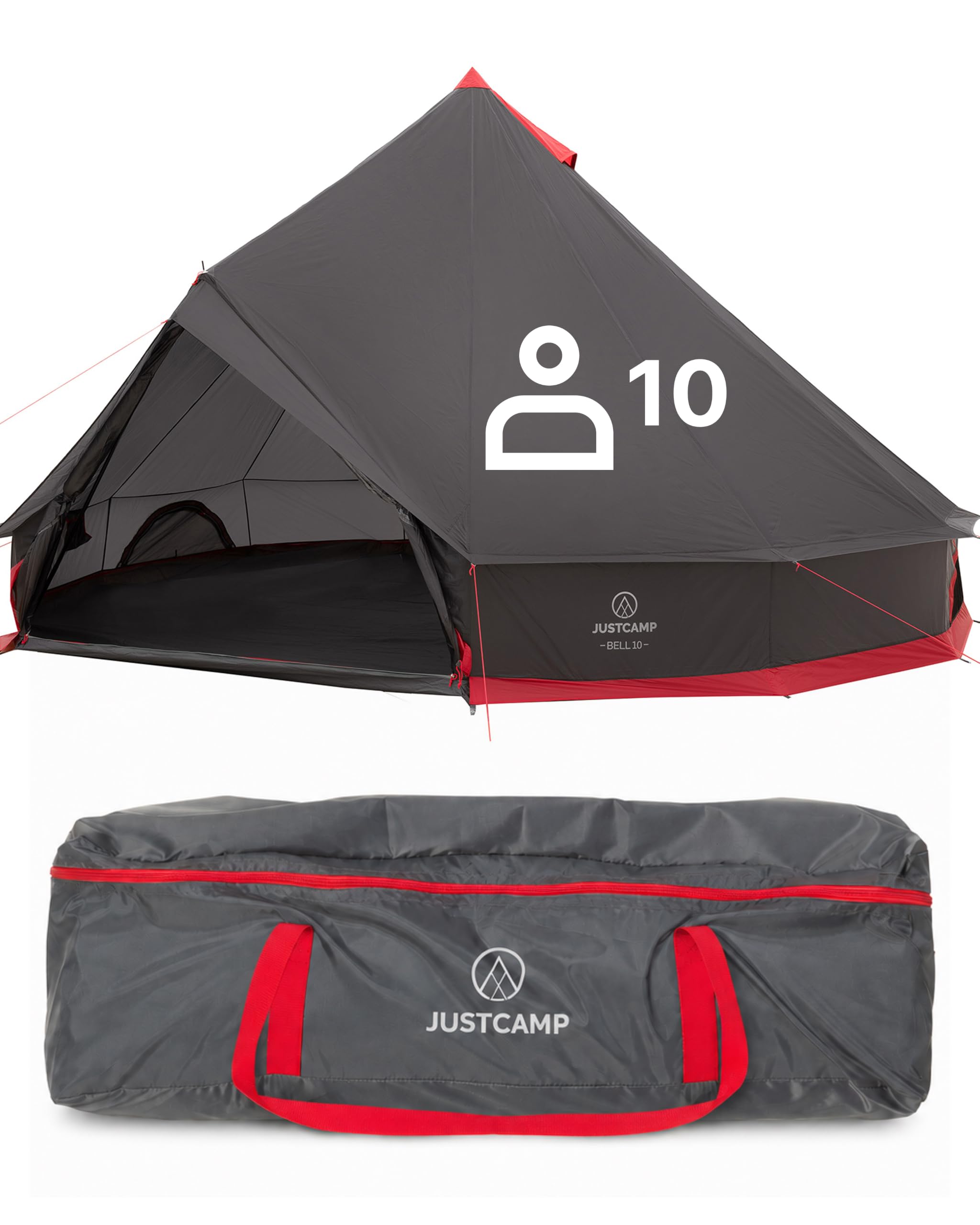 justcamp bell tipi zelt Gruppenzelt für 10 Personen – wasserdichtes mit 3.000 mm Wassersäule, Stehhöhe, Moskitonetzen und eingenähtem Boden Sport & Freizeit 4Runner 2018 color:Moon rock gray Humpert Lenkerbügel Cruiser Stahl