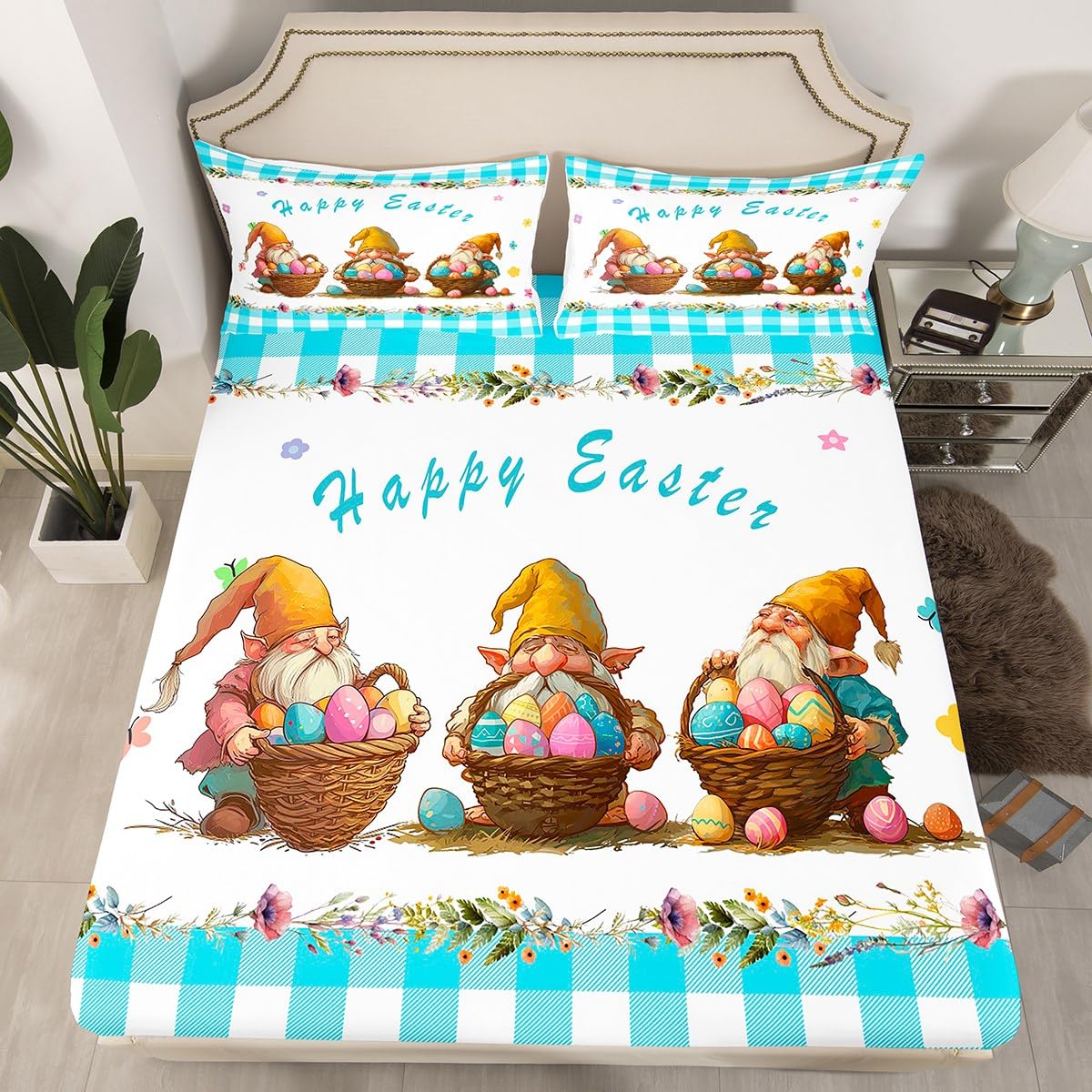 Set di biancheria da letto a tema pasquale a 3 pezzi con stampe di