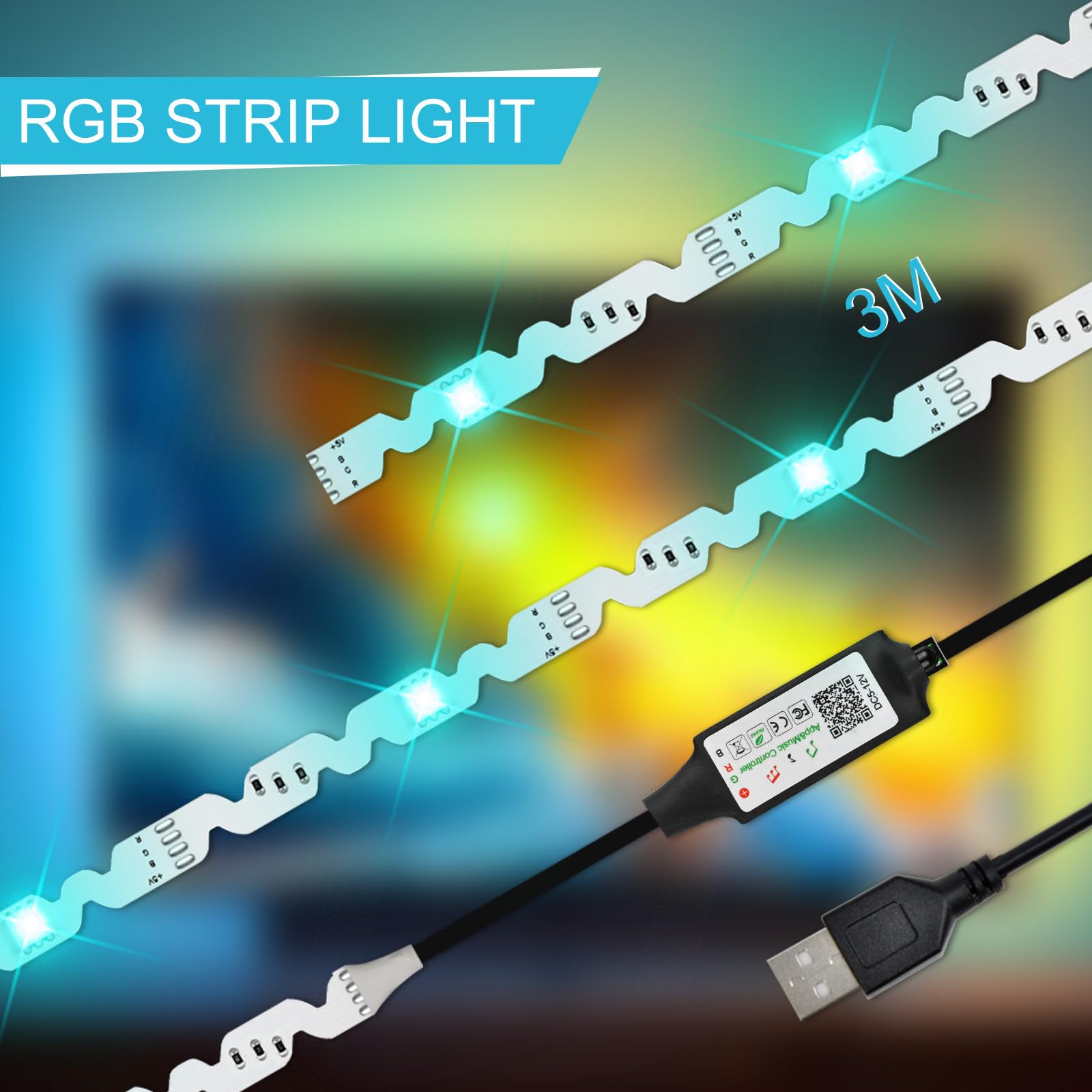 3M USB RGB LED retroilluminazione TV 32 pollici luce del monitor del computer controllo app, sincronizzazione con musica, uso interno
