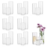 Glasseam Szklany wazon cylinder wazon do dekoracji stołu, 24 szt. szklany cylinder lampion