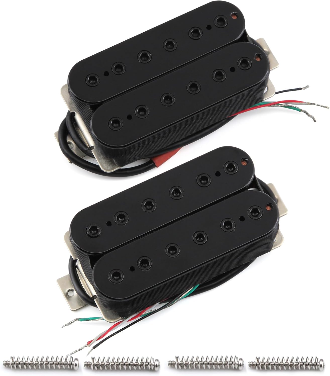 FLEOR Neck+Bridge Pickup Set Ceramic Double Coil Humbucker Pickups for Electric Guitar Pickup Replacement-Black