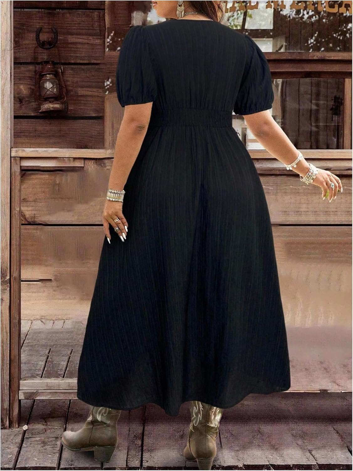 Women's Plus Size Boho Floral Embroidered Dress Western Cowgirl Outfits Country Summer Voaction Flowy Dress - Image 2