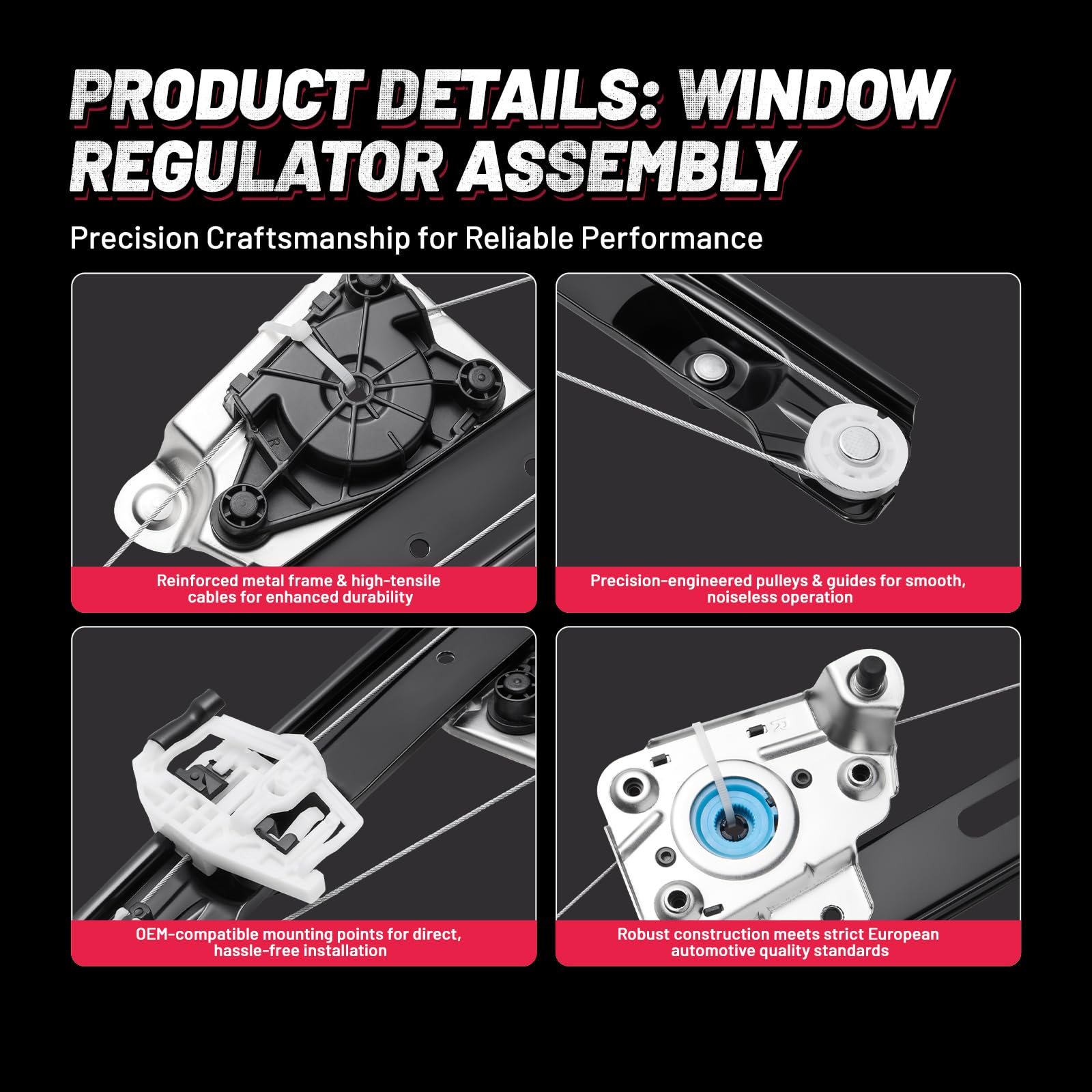 BDFHYK Fensterheber Hinten Rechts Zuverlässig und Langlebig Kompatibel mit BMW 1er E87 2004-2011, FH-890-BME87HR, 51357138468, 51 35 7 138 468, 7138468, 53590, 01.3500, AV967, 207023, 6060-00-BW3500