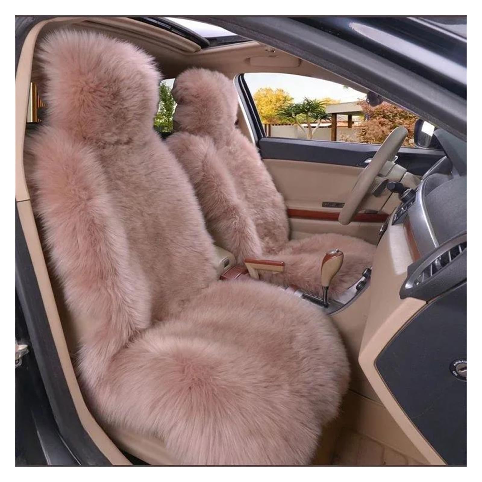 DZSYBUIGB Car Seat Covers Warm Plush Car Seat Covers Universal Long Wool Fur Car Front Seat Protect Cushion Mat For Auto Accessories Car Seat Protector Car seat cover(1pc Taro purple)