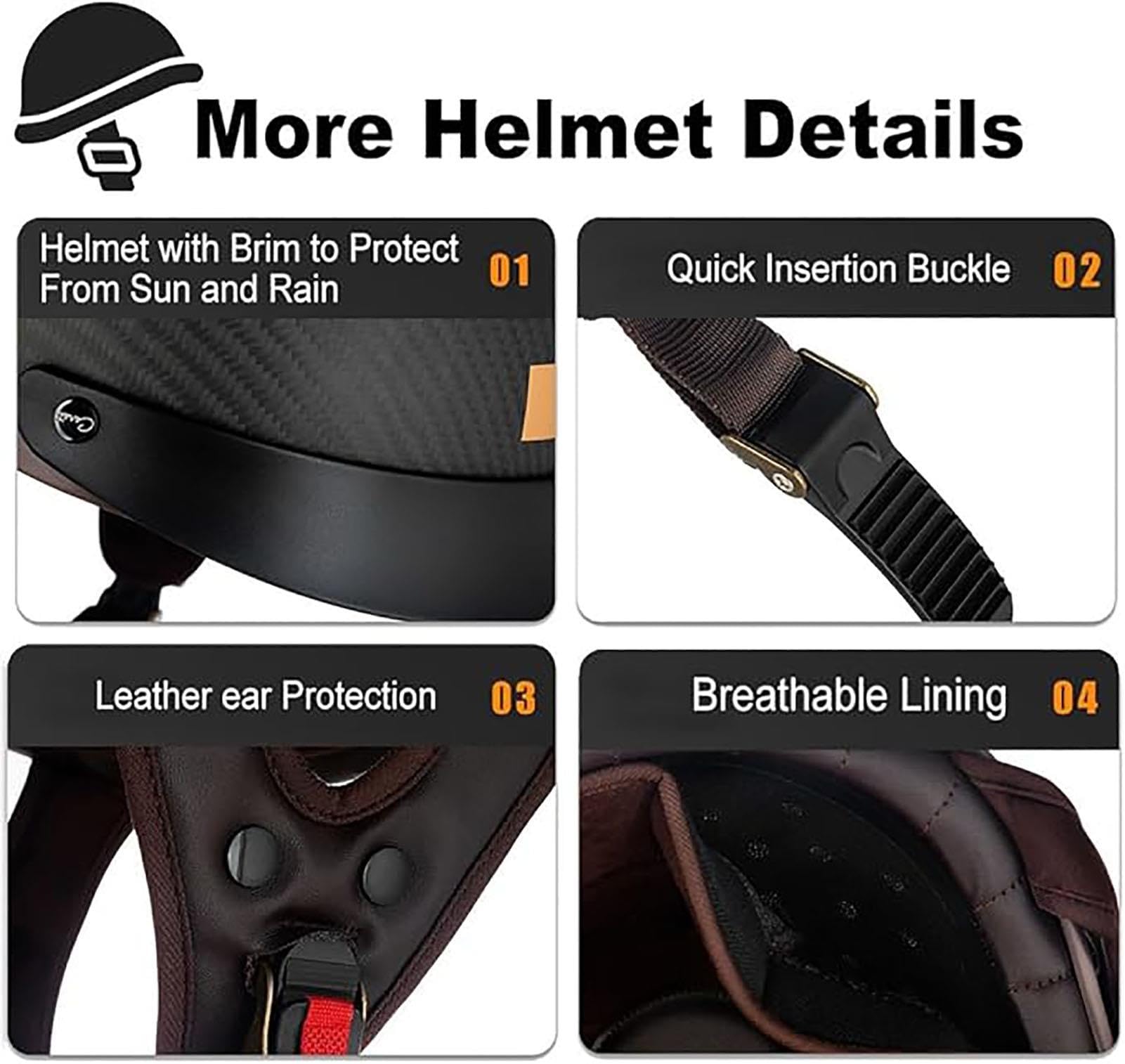 Półkaski Motocyklowe Retro, Kask Motocyklowy Z Certyfikatem