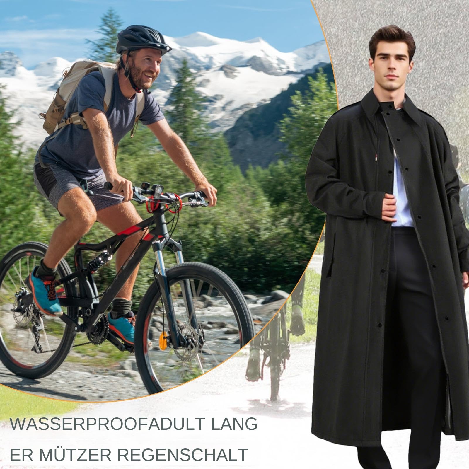 Generisch Chubasquero largo – Chaqueta impermeable larga | Poncho reutilizable a prueba de viento para actividades al aire libre, cortavientos ligero para camping, pesca, viajes, equitación y