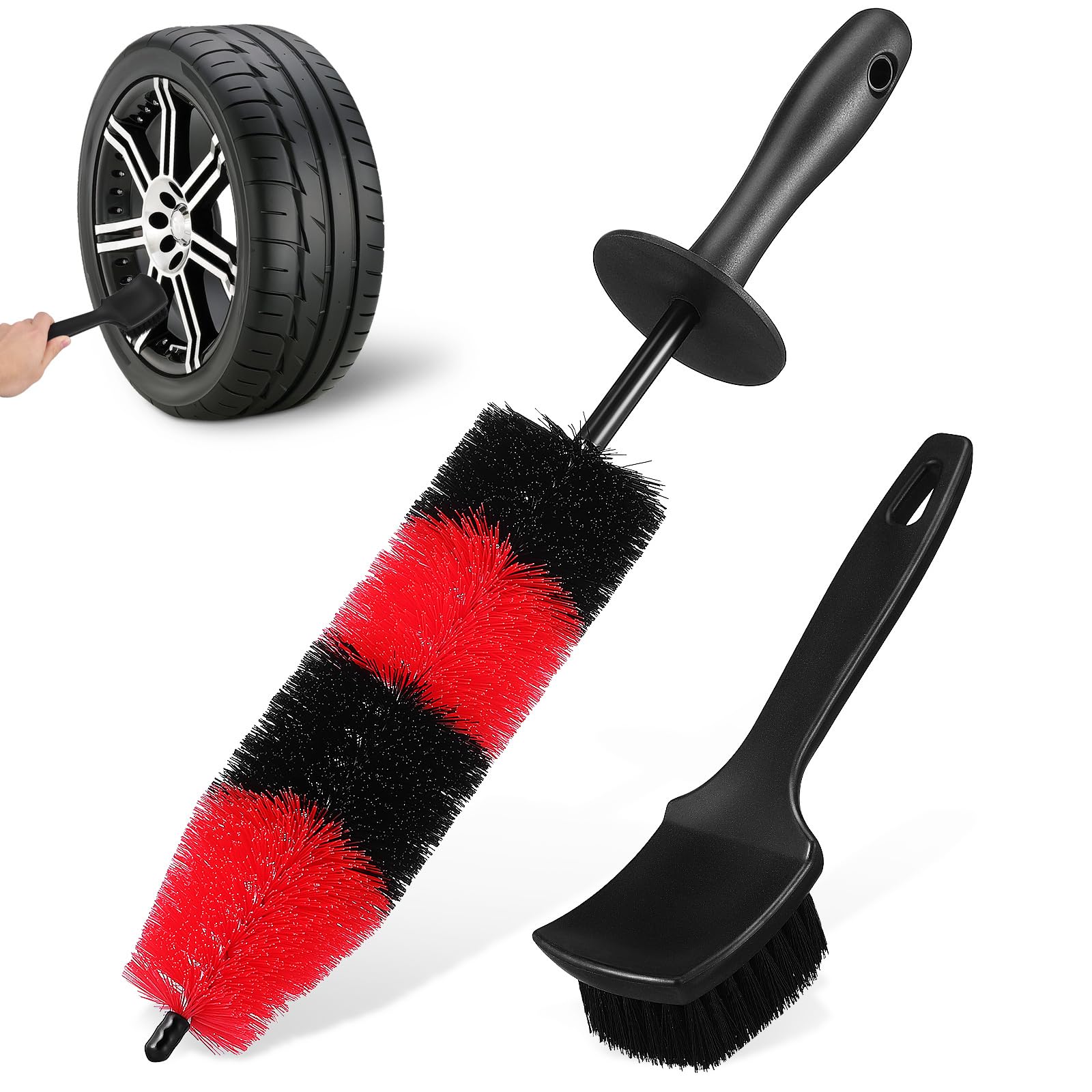 iplusmile Felgenbürste Alufelgen - Autofelgen-Reifenbürsten-Set – Auto-Detail-Waschset 1 17 Lange Weiche Felgenbürste 1 Autowasch-Detailbürste Mit Kurzem Griff Zum Reinigen Von Reifen Und Felgen