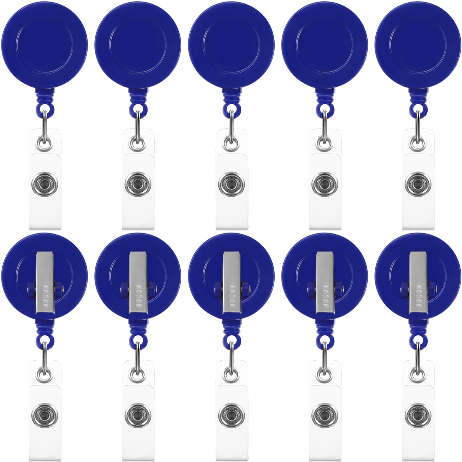 Zonon Lot de 50 porte-badges rétractables avec pince crocodile pivotante, pour étudiants, enseignants, employés de bureau (bleu marine)