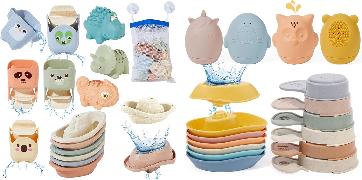 14 Pack Bath Toys & 16 Pack Baby Bath Toys for Kids Ages 1-3