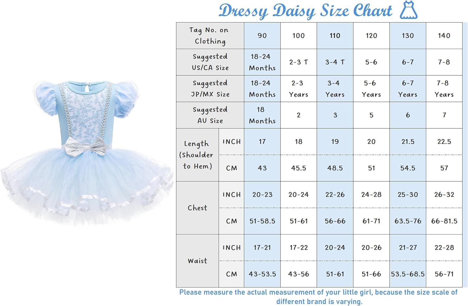 Dressy Daisy Ballet Tutu Dress Girls Size 18m-8 | Toddler Kids Princess Tulle Skirt Leotards Ballerina Outfit Dance Costume