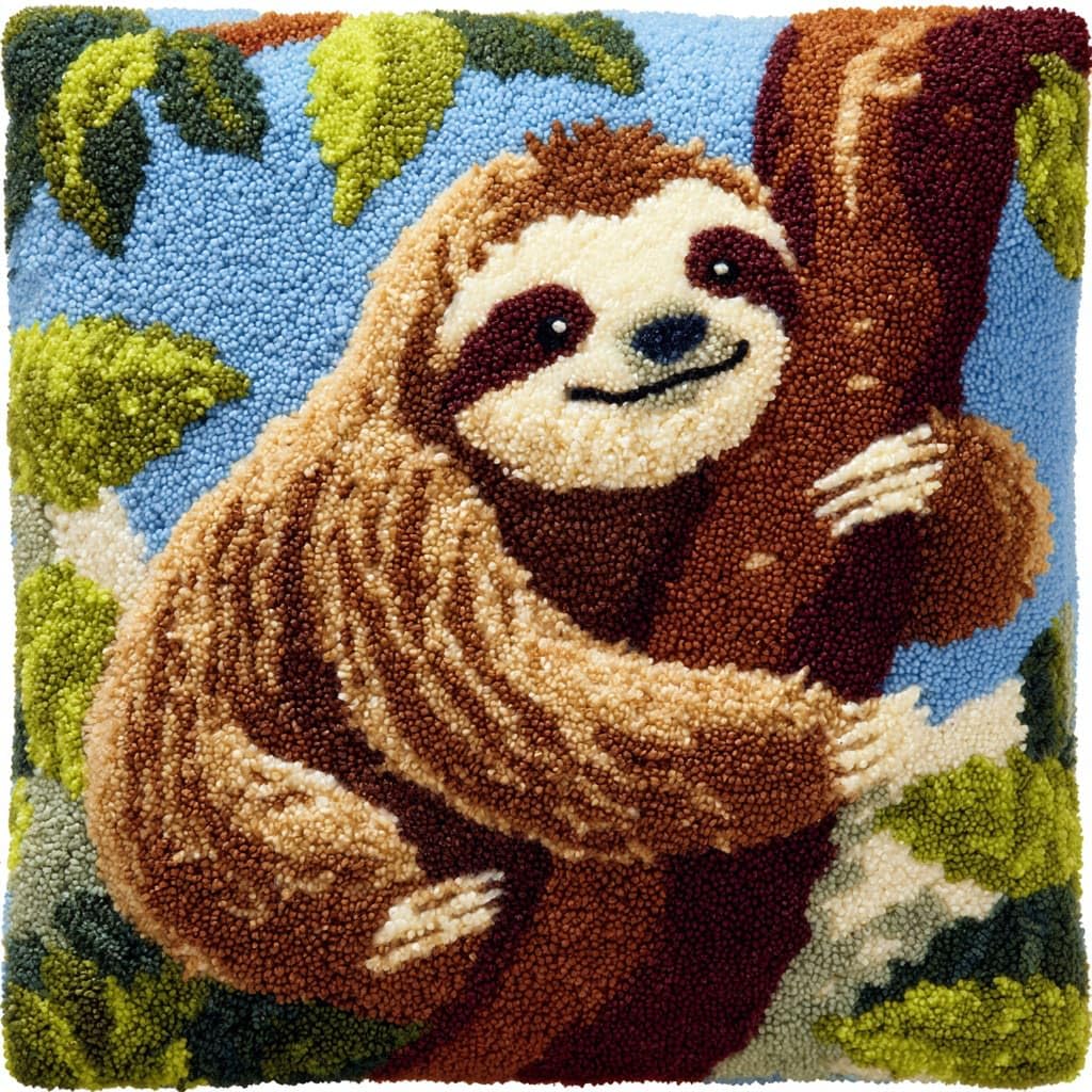 Henypt DIY Latch Hook Kits Cushions Pillow, Sloth