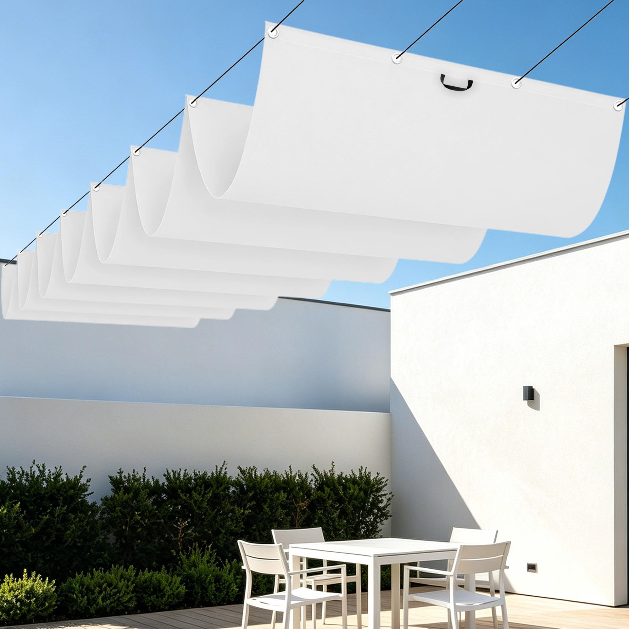 Voile d'ombrage anti pluie 400x520 blanc fini la chaleur sur votre terrasse et patio