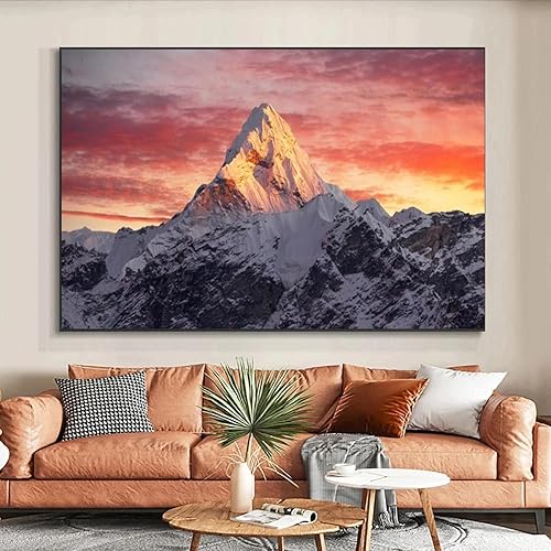 Miniatura 4 de Impresión en lienzo JMount Everest en cartel de puesta de sol, arte de la pared de la sala de estar lienzo decoración imágenes 19.7x29.5 in sin marco