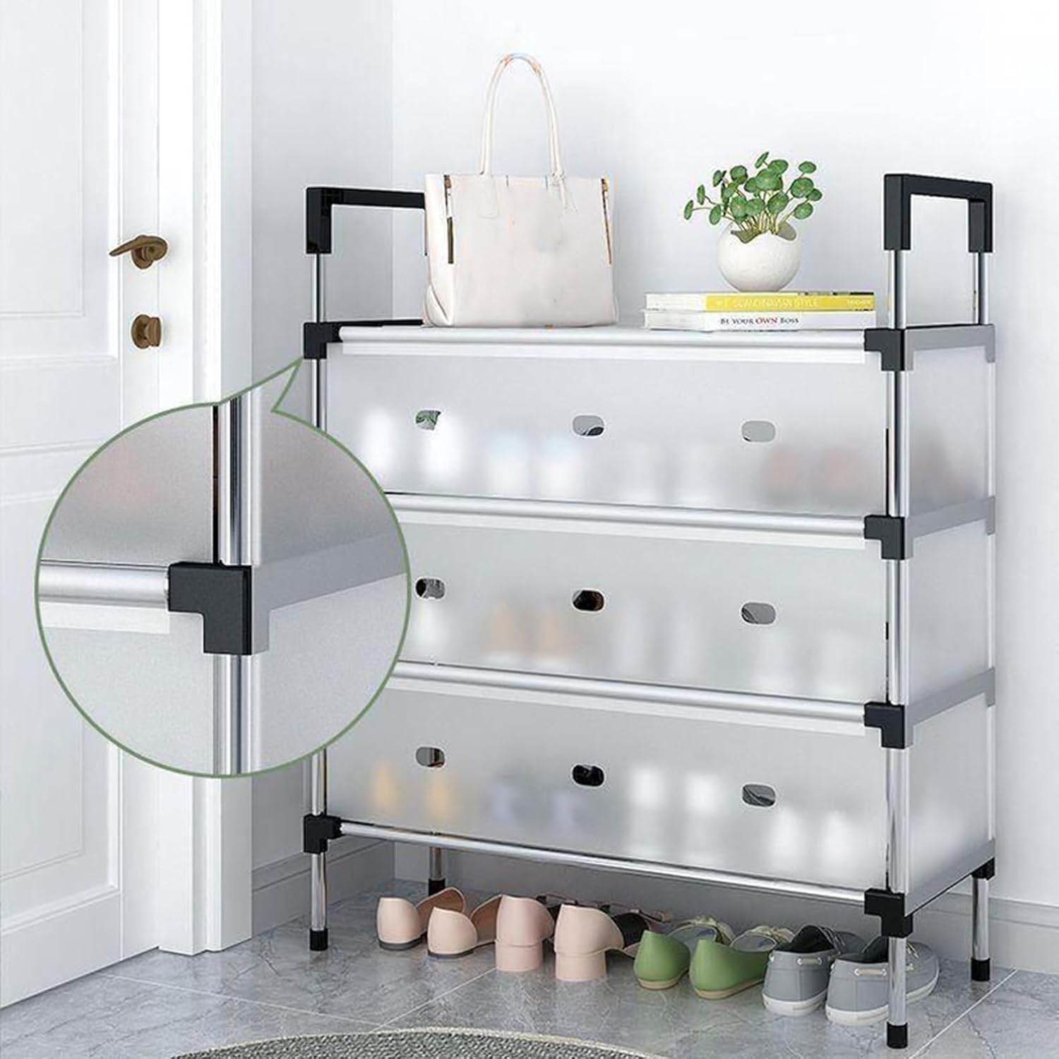 SoBuy 収納ベンチ シューズラック ライトグレー 組立済 SoBuy 収納