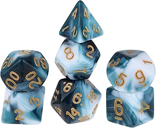 Abeillo DND Dice Polyhedral Dice Set - 7 Blue White Dice for Dungeon and Dragons DND MTG RPG Dice Role Playing Table Games D&D D20 D12 D10 D8 D6 D4