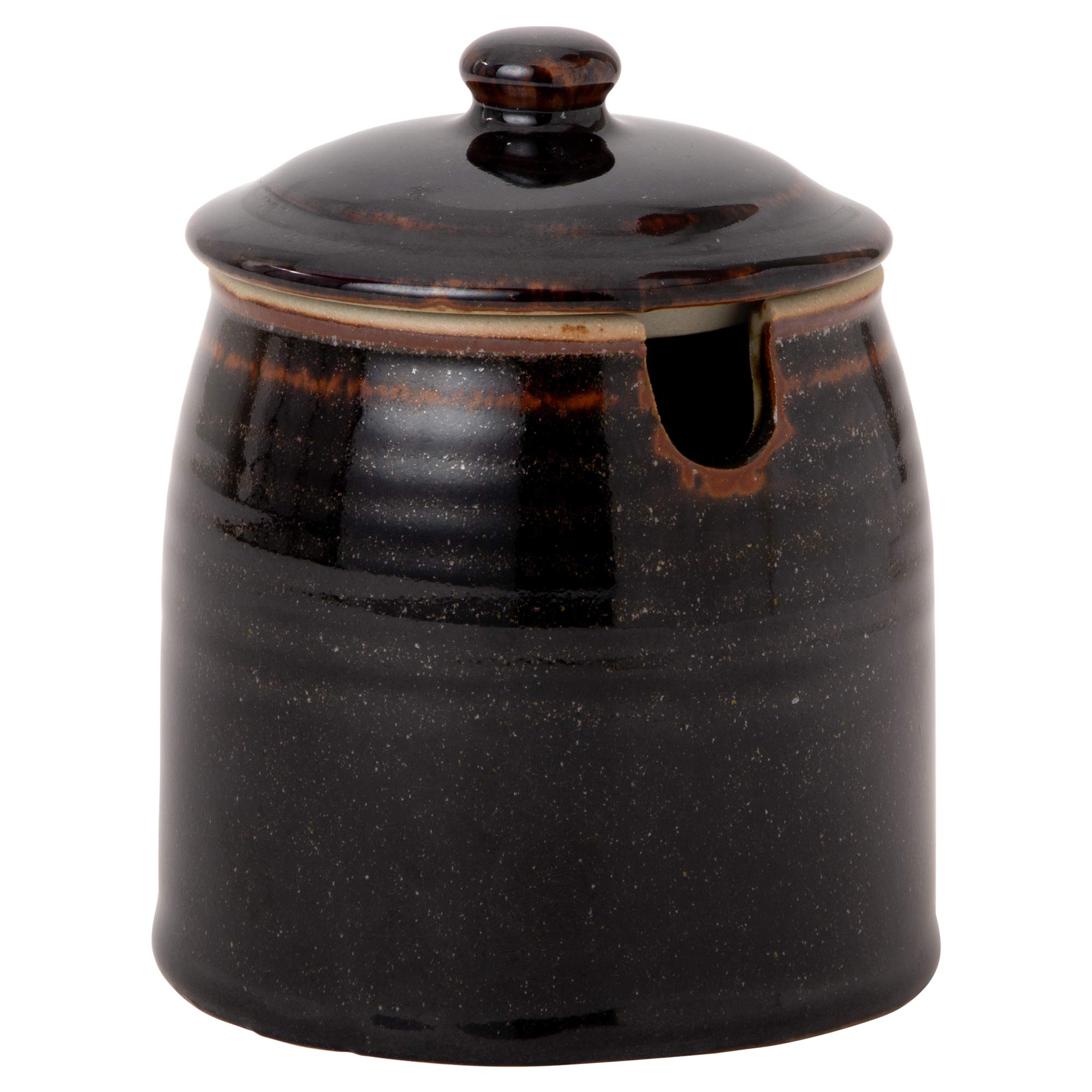 Amazon｜甕 黒蓋物(中) [8.7 x 12cm(400cc)] 土物切込付 和食器 酒器