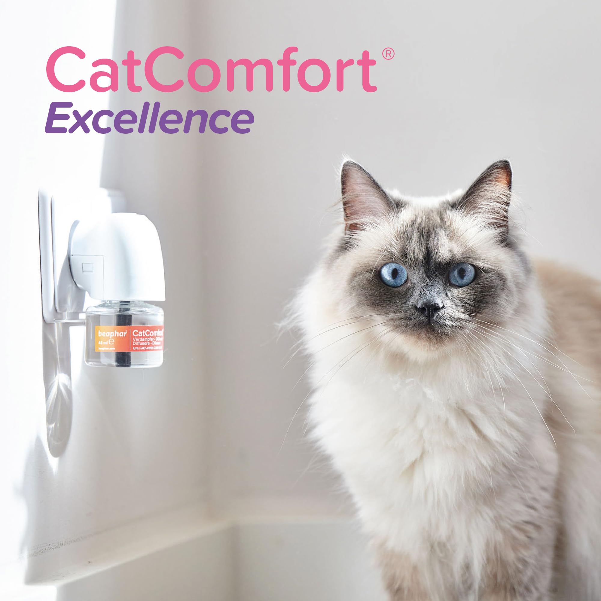 BEAPHAR CATCOMFORT® Excellence - Diffusore elettrico di feromoni per gatti - Riduce lo stress e i comportamenti indesiderati senza dipendenza o sonnolenza - 1 presa e 1 ricarica da 48 ml