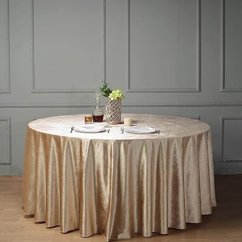 BalsaCircle Mantel redondo de terciopelo prémium color champán de 120 pulgadas, para bodas, recepciones, fiestas, hogar, catering, ropa de cama,