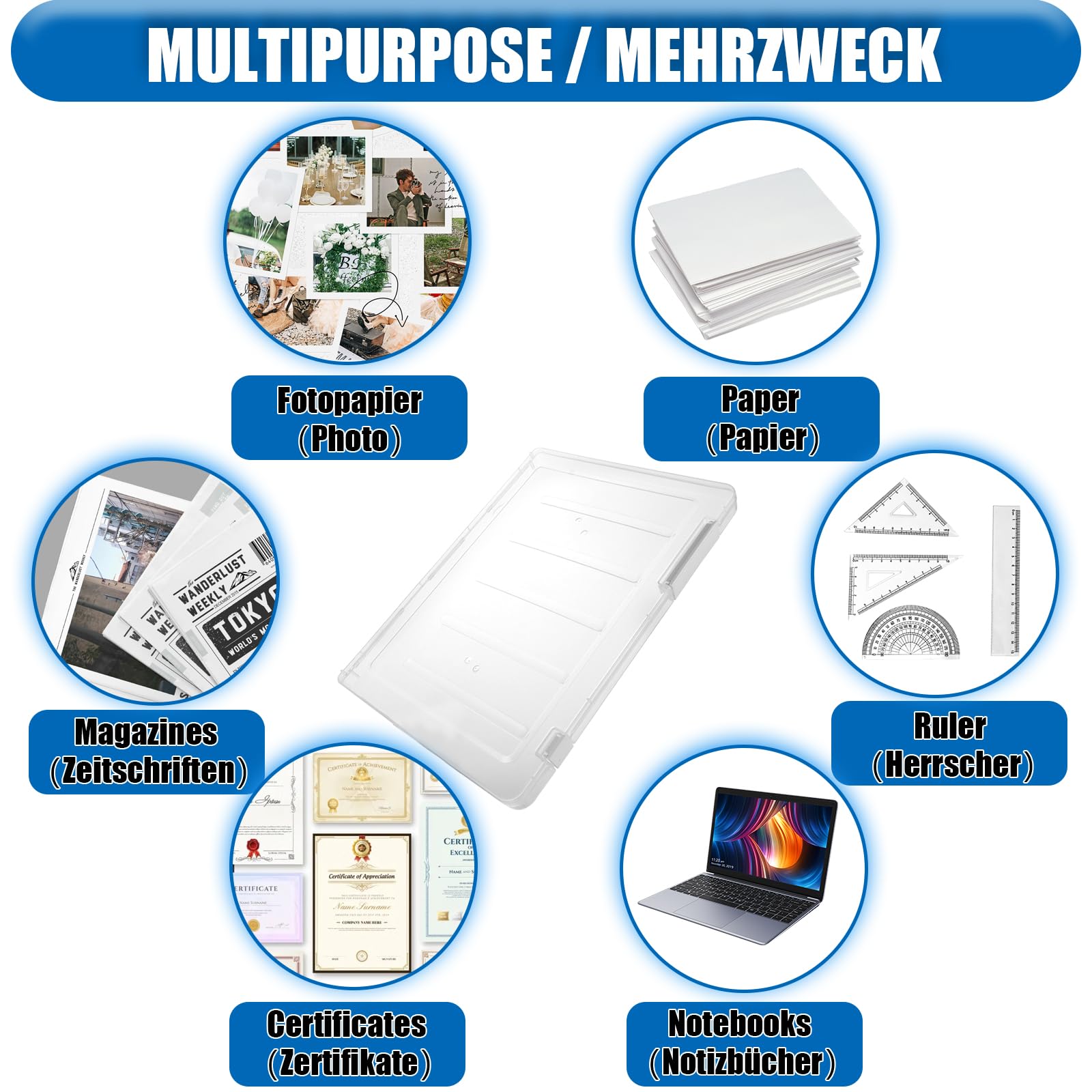 Lot De 21 Pochette Zippée, Pochette Plastique A4, A5, A6, Pochette Rangement Avec Fermeture