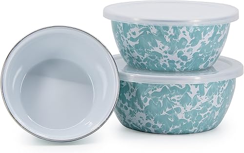 Miniatura 2 de Golden Rabbit Esmalte - Juego de 3 cuencos anidables (remolino de cristal marino)