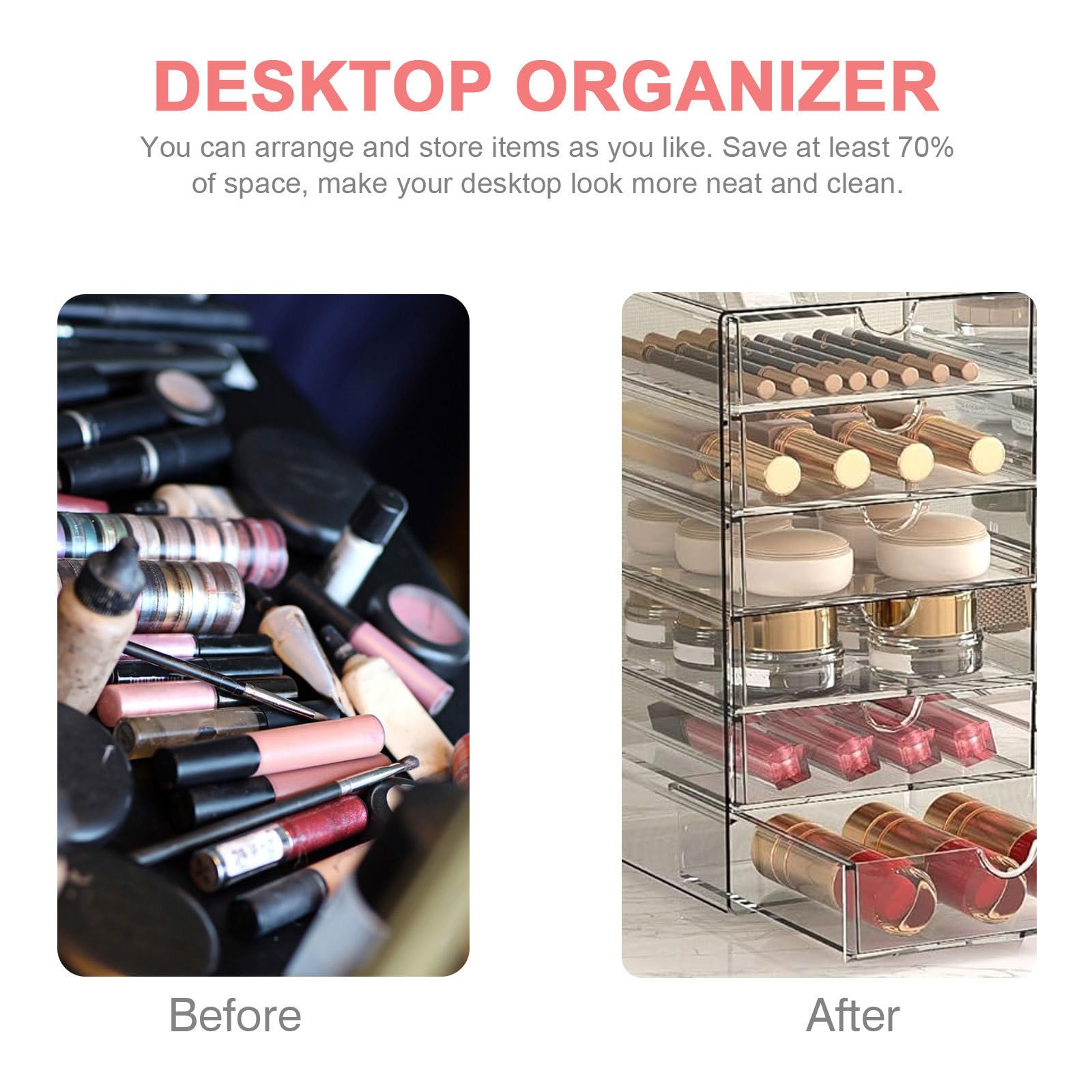 Organizador de Joyas Acrílico para Maquillaje Accesorios Lipsticks Pinceles y Bisutería para Escritorio Tocador o Baño