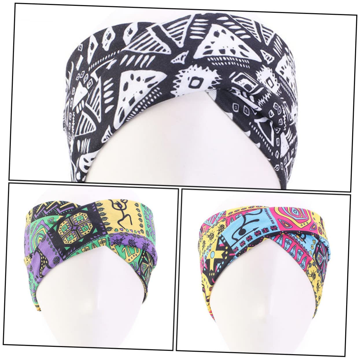 DOITOOL 18stücke Ethnische Haarbänder Für Damen Elastische Sport-stirnbänder Geometrischem Design Für Yoga Fitness Und Alltag Komfortabel Und Stylisch
