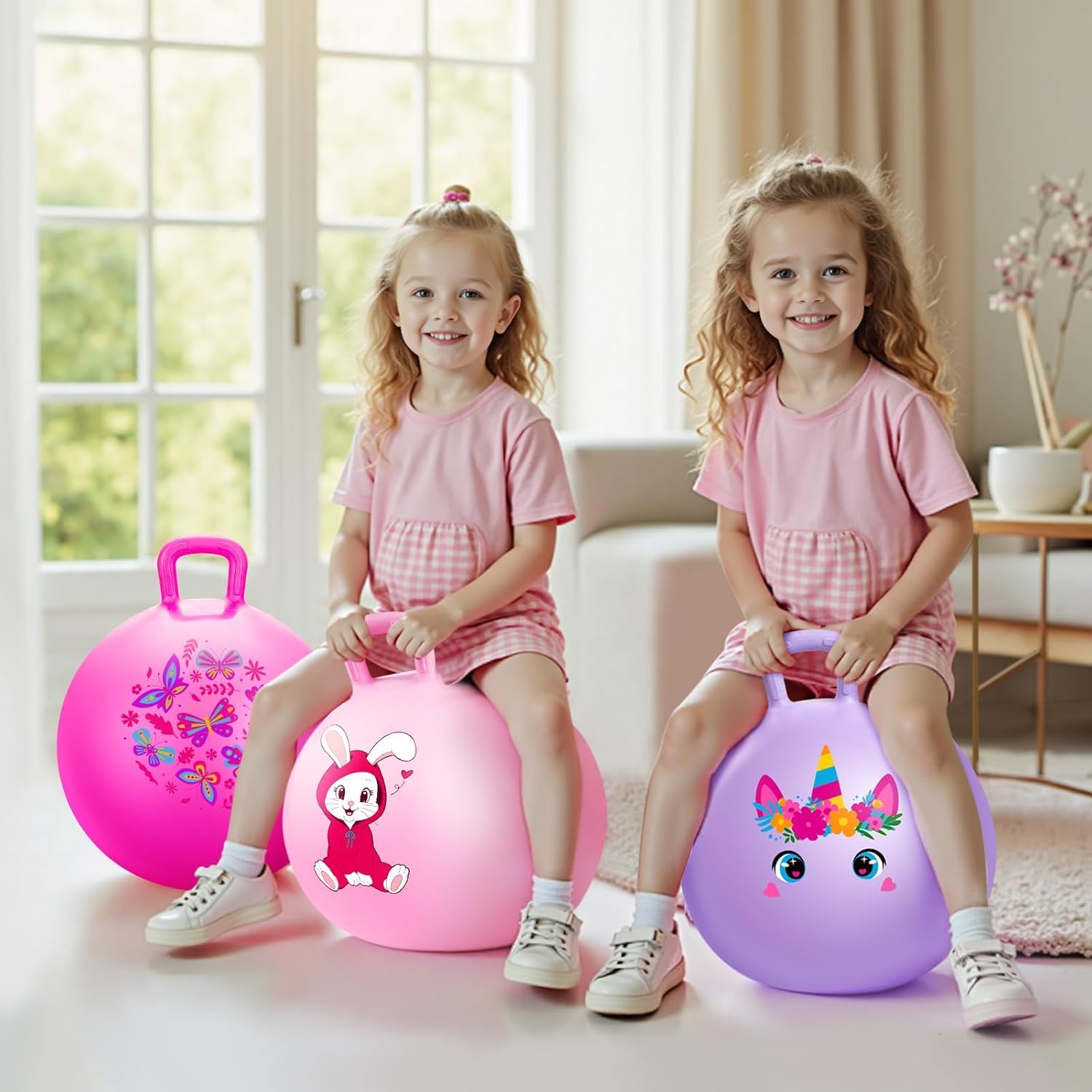 Sit & Bounce Rubber Hop Ball for Kids | Inflatable Hopper Ball with Handle | Indoor & Outdoor Activity Toy | Best Gift for Boys & Girls | Multicolour | 45cm | Multicolor-image-17
