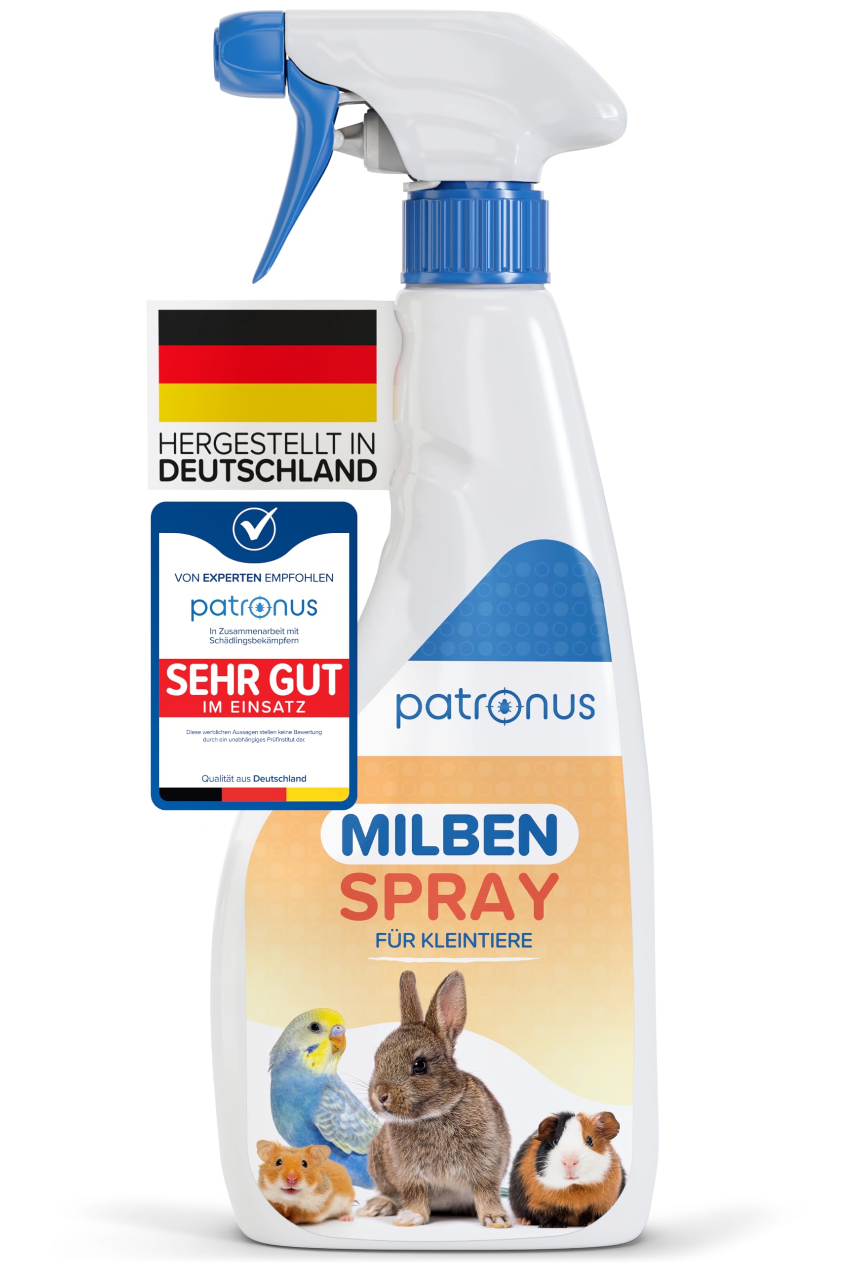 Milbenspray Meerschweinchen, Kaninchen & Kleintiere wie Hamster oder Wellensittich 500ml - Effektiver Schutz vor Milben und Parasiten, Anti Milben-Spray speziell für Kleintiere & Vögel